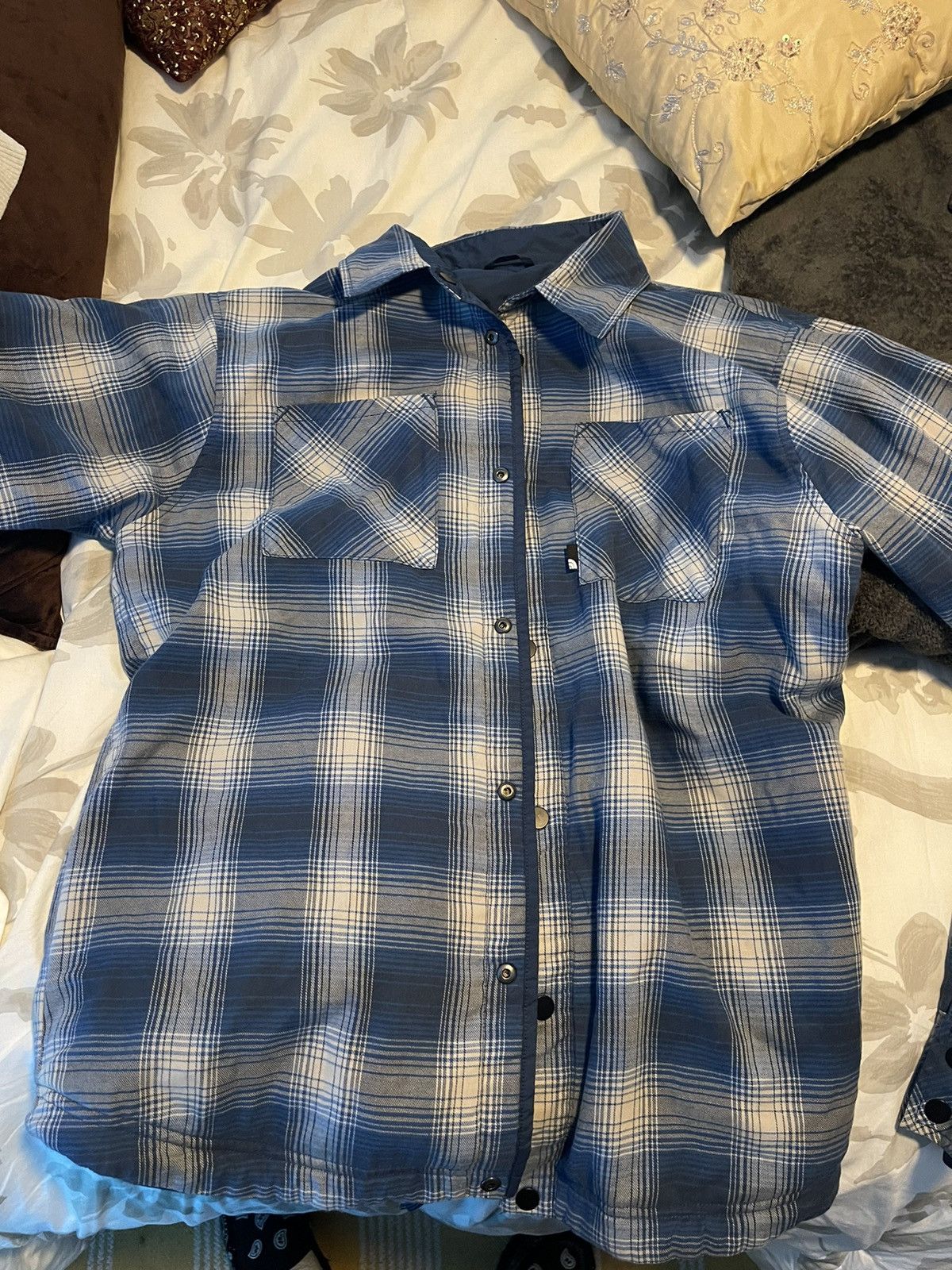 image of The North Face North Face Blue Flannel Jacket, Men's (Size Large)