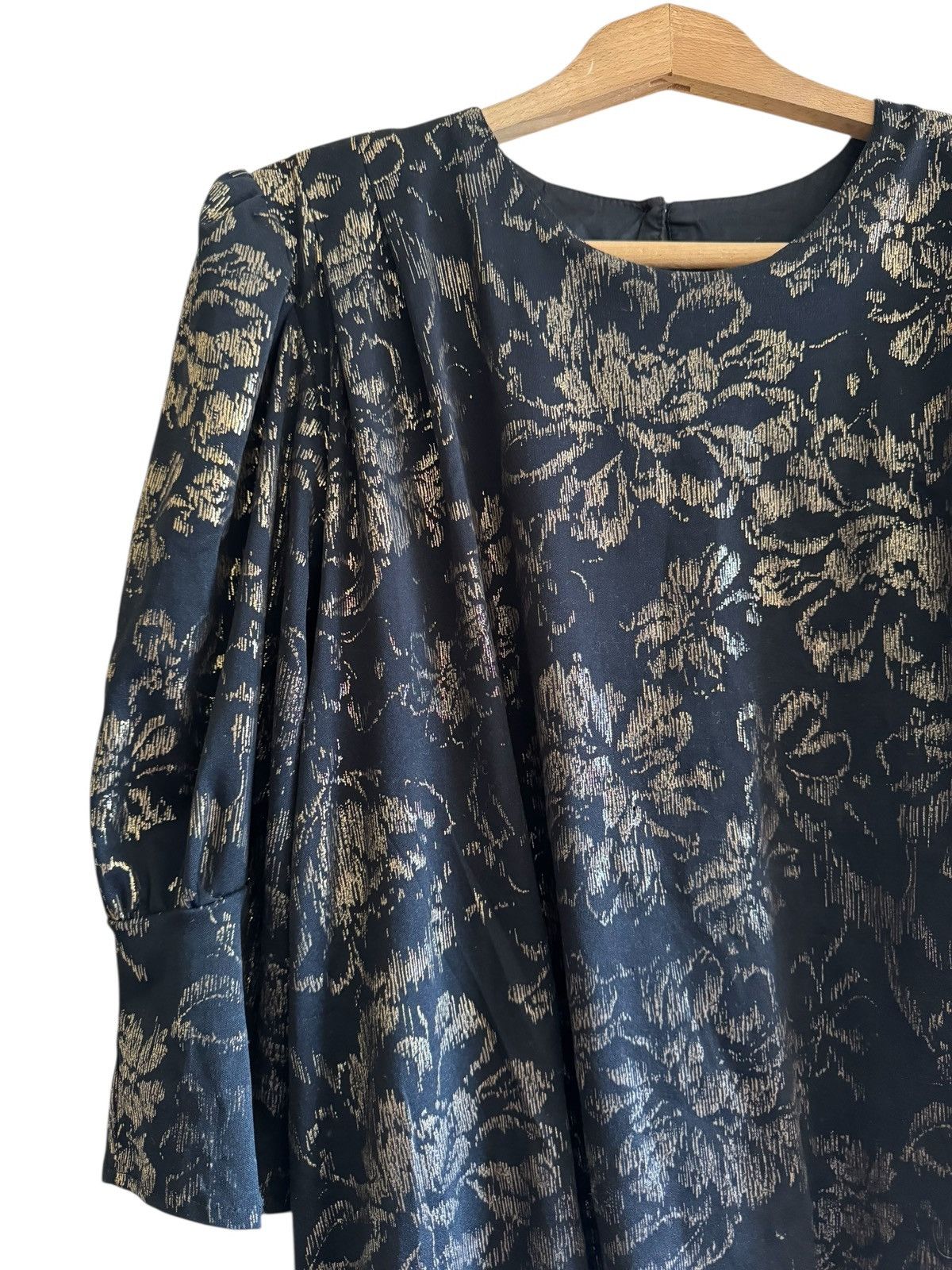 Vintage Vintage 1980s Black & Gold Lurex Brocade Dress – Gatsby / L Size L / US 10 / IT 46 - 5 Thumbnail
