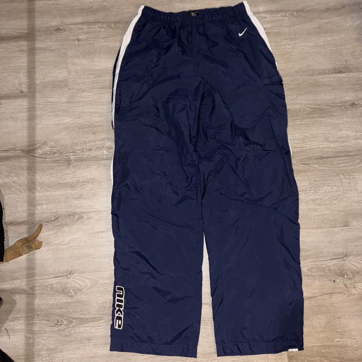 Nike Y2K Baggy Nike Gray Tag Sweatpants Sm Navy Blue White Stripe Size US 30 / EU 46 - 1 Thumbnail