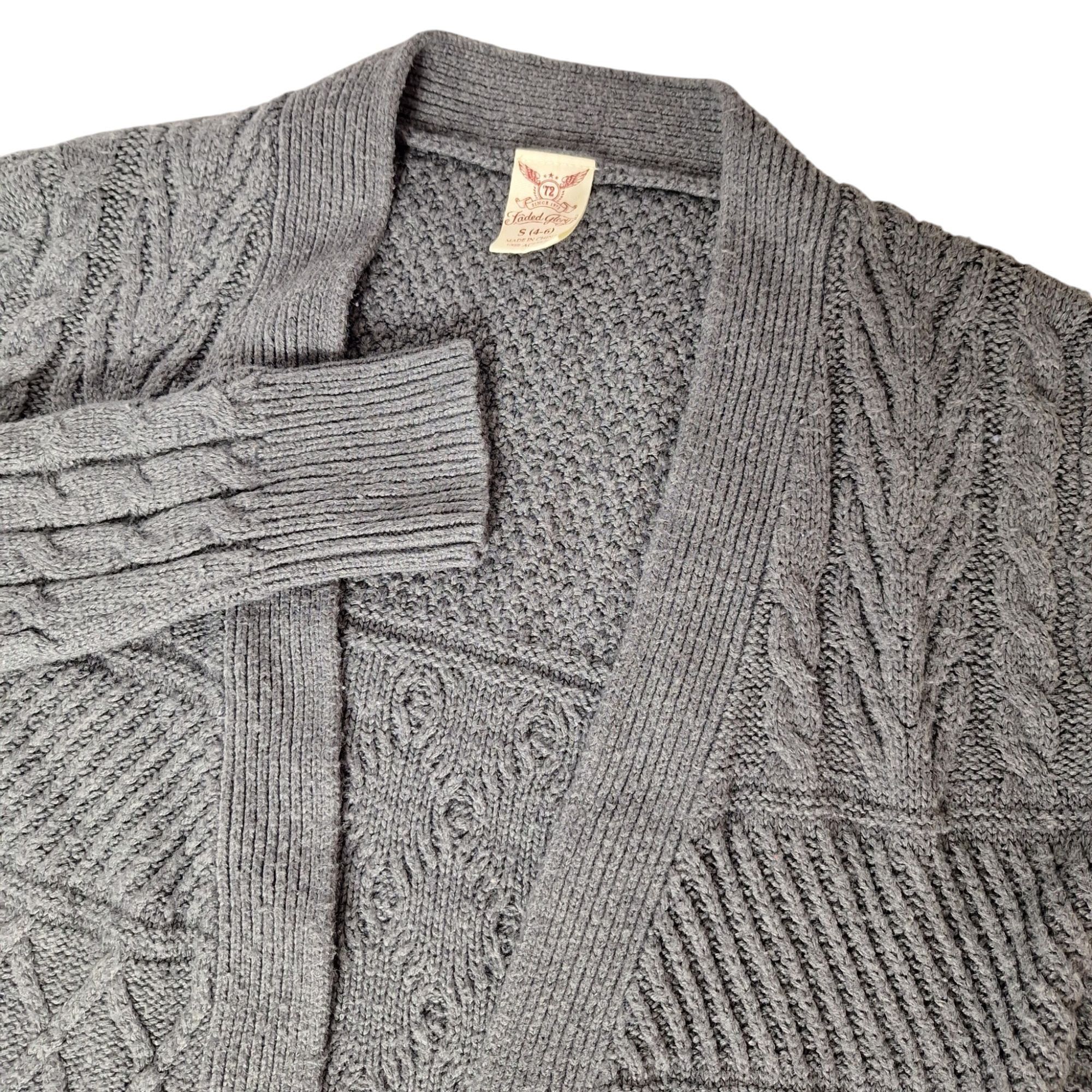 Faded Glory Faded Glory Charcoal Grey Cable Knit Open Front Cardigan S ( Size S / US 4 / IT 40 - 1 Thumbnail