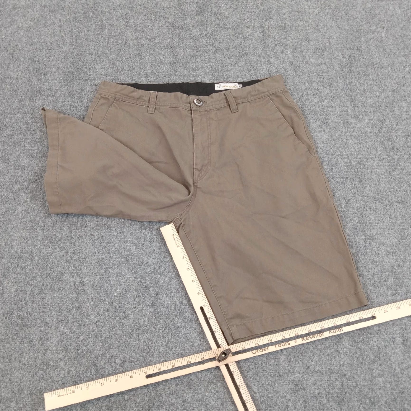 Volcom Volcom Mens Shorts 29 Brown Flat Front Chino Casual Stretch Pockets Size US 29 - 2 Thumbnail