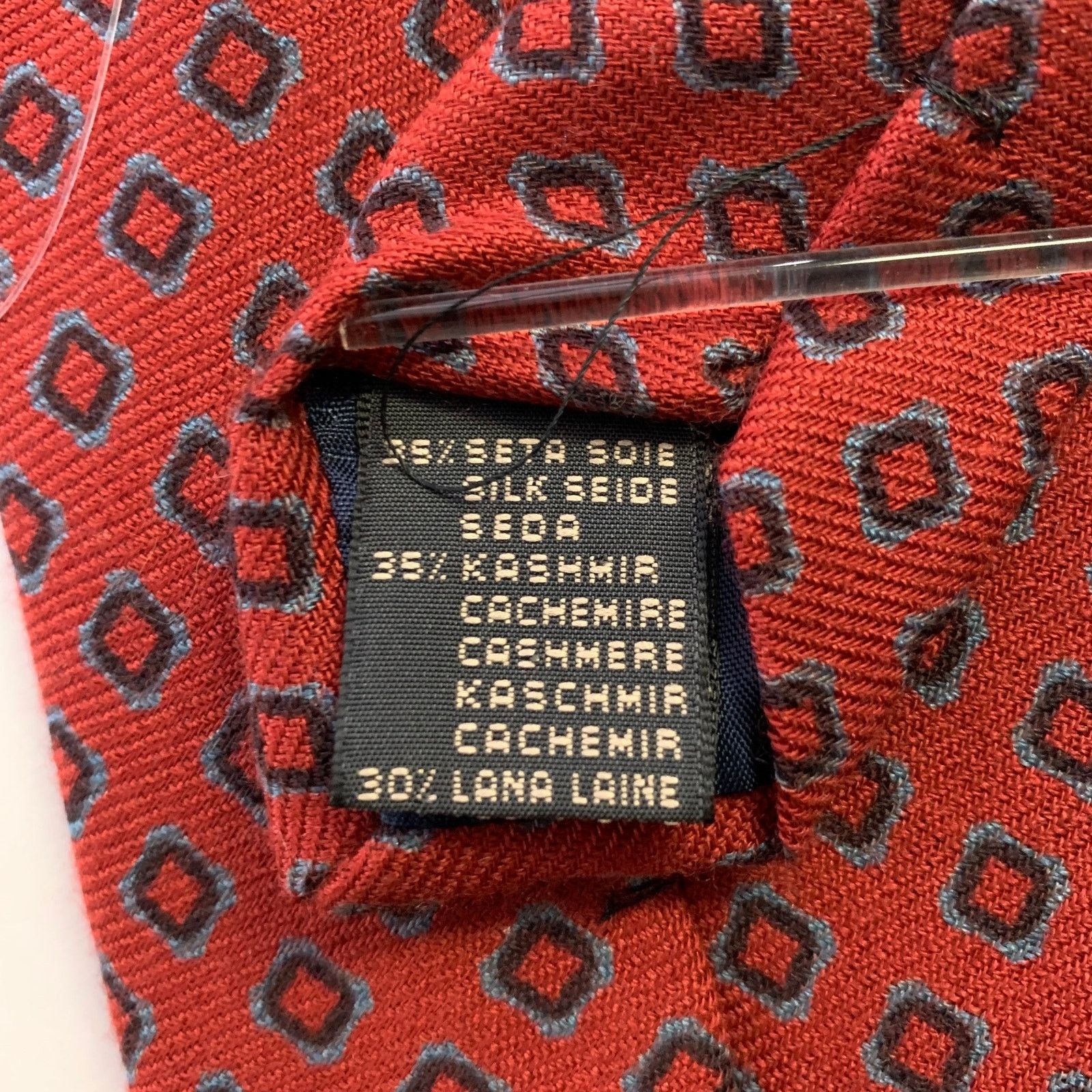 Ermenegildo Zegna ERMENEGILDO ZEGNA Red Blue Abstract Silk Cashmere Tie Size ONE SIZE - 4 Thumbnail