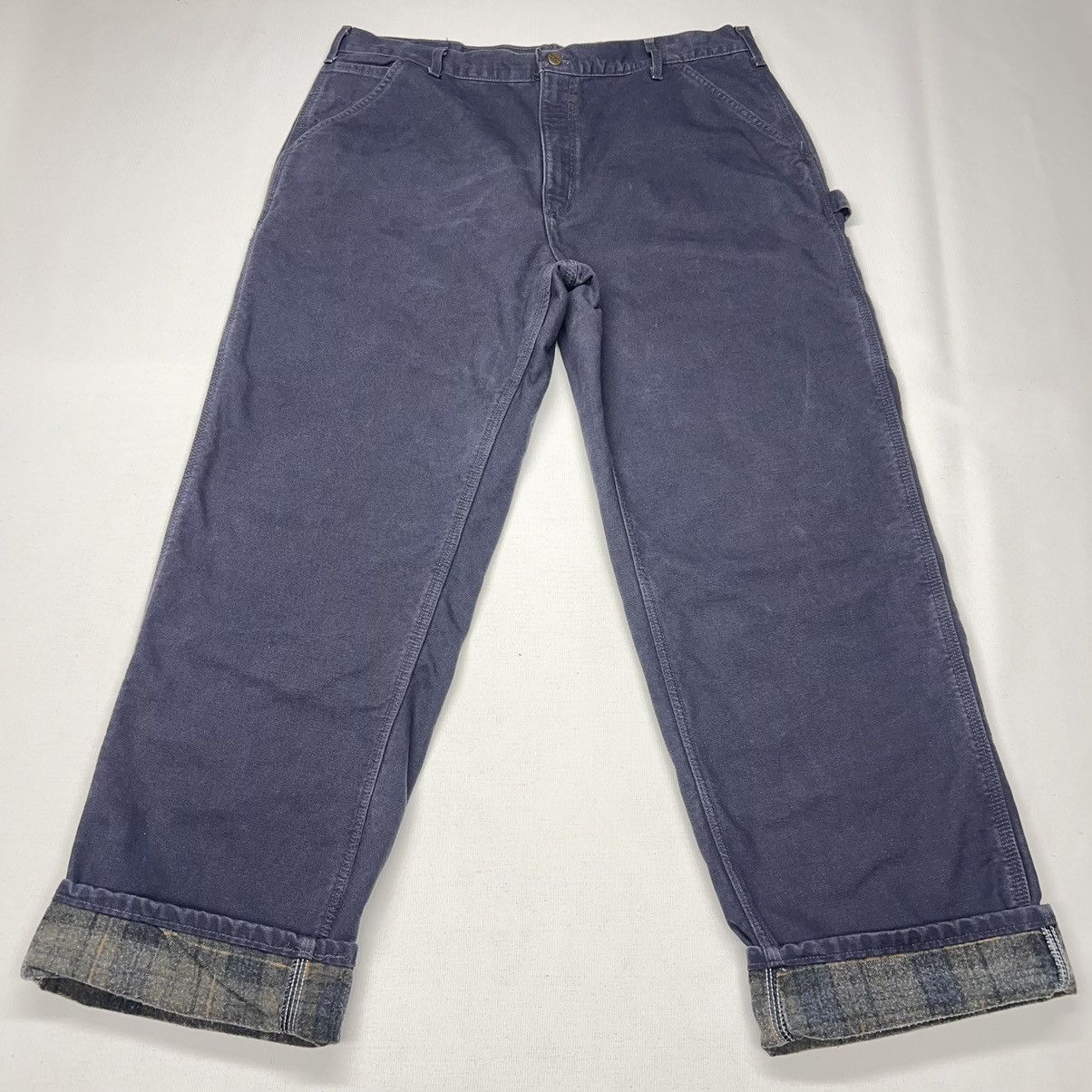 Carhartt × Vintage VTG Carhartt Pants Blue Flannel Lined Loose Fit Baggy Y2K Size US 38 / EU 54 - 10 Thumbnail