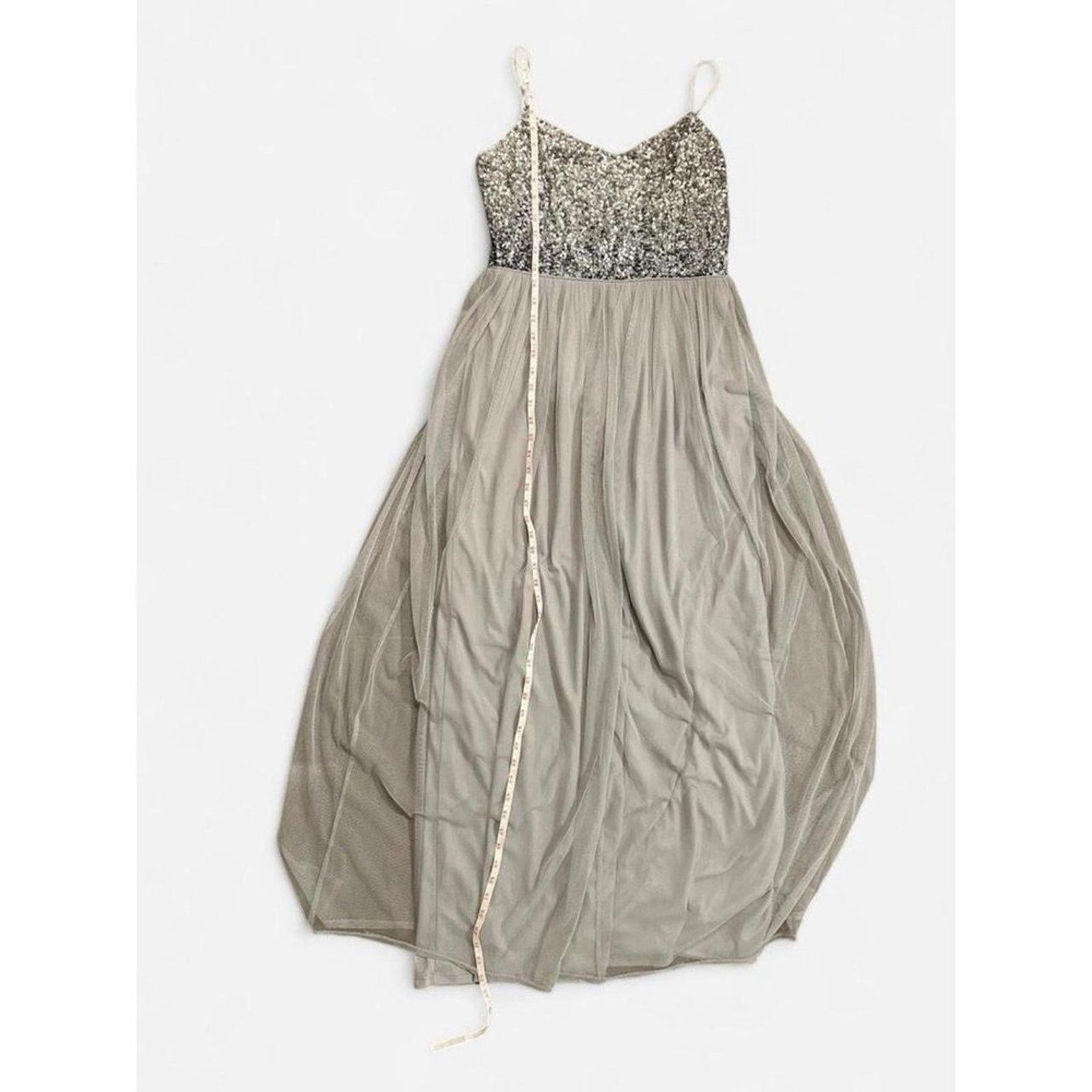 Adrianna Papell Adrianna Papell Sequin Silver Maxi Dress A-line formal long Size M / US 6-8 / IT 42-44 - 4 Thumbnail