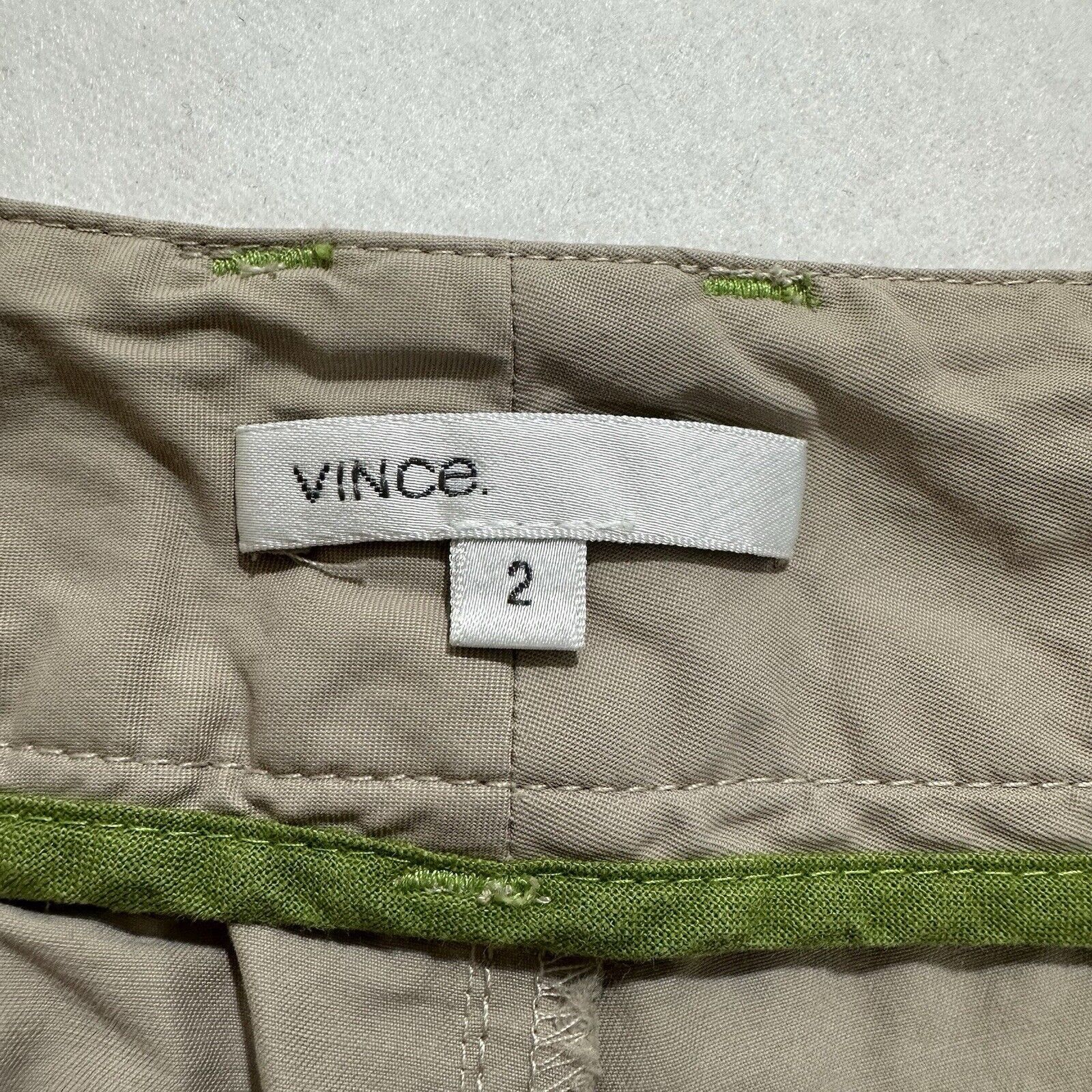 Vince Vince 2 Capri Chino Beige Pants Flat Front Zip Ankles Size 26" / US 2 / IT 38 - 7 Thumbnail