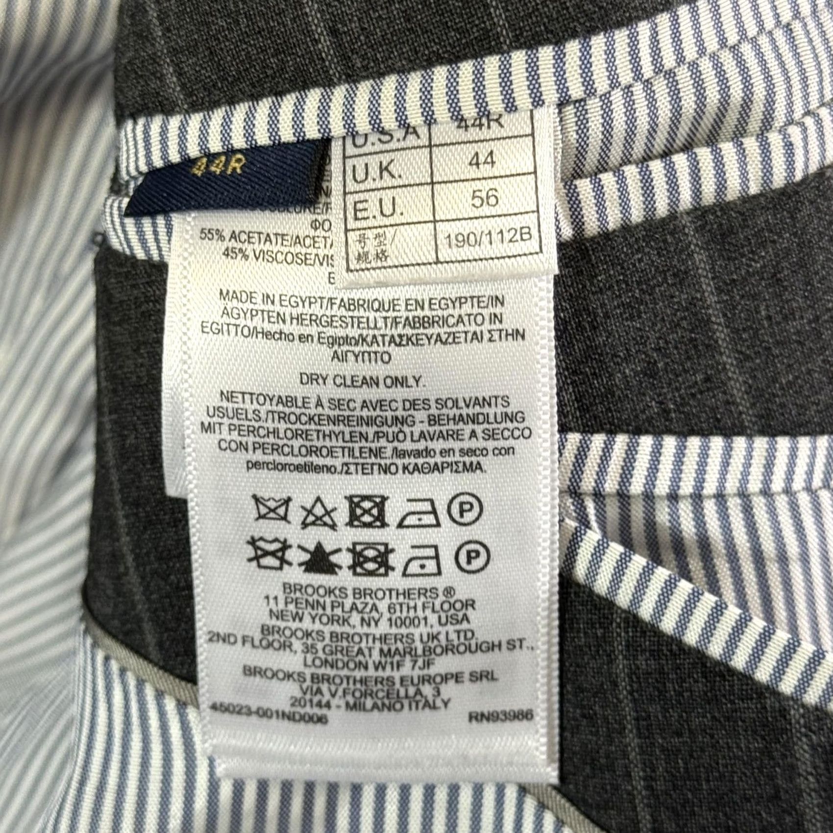 Brooks Brothers Brooks Brothers Blazer Mens 44R Gray Pinstripe Explorer Regent Fit Suit Jacket Classic 2 Piece Notch Lapel Navy Mens Size 44R - 6 Thumbnail