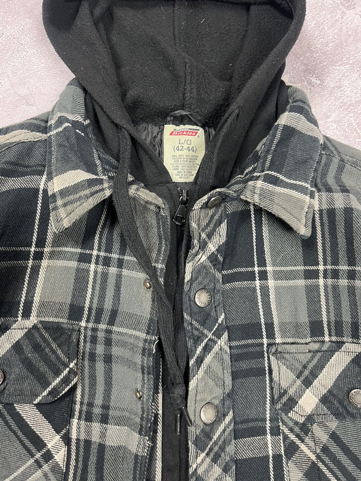 Dickies Vintage Y2K Dickies Overshirt Zip Hooded Jacket Checkered Size US L / EU 52-54 / 3 - 4 Thumbnail