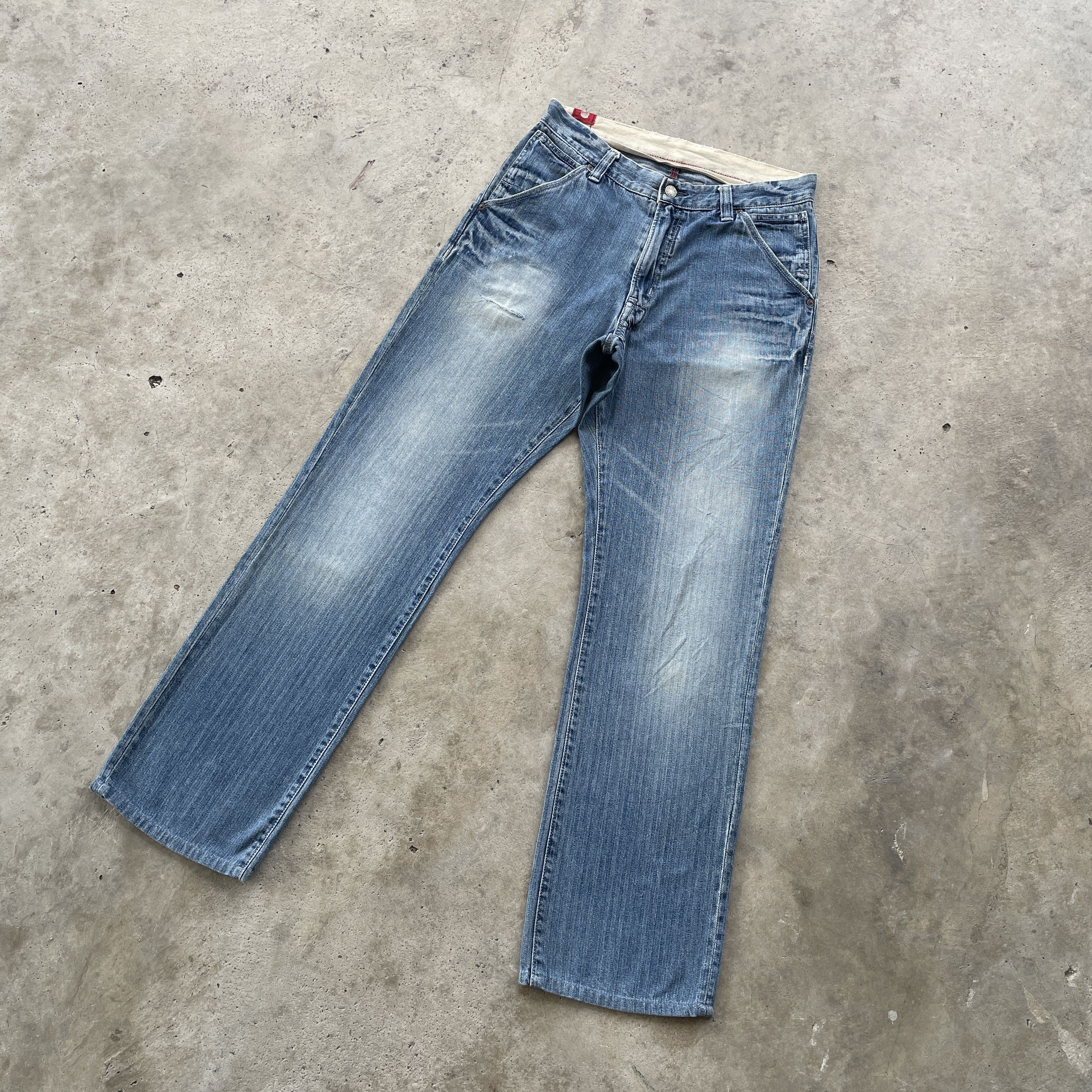 Japanese Brand VINTAGE JAPAN HBT FADED DENIM DISTRESSED JEANS PANTS W30 Size US 30 / EU 46 - 1 Thumbnail