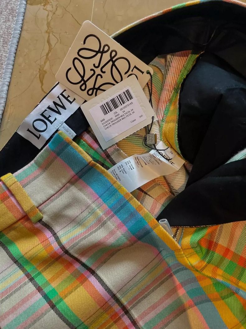 Loewe LOEWE Colorful checkered printed straight leg pants Size 42" / US 20 - 4 Thumbnail