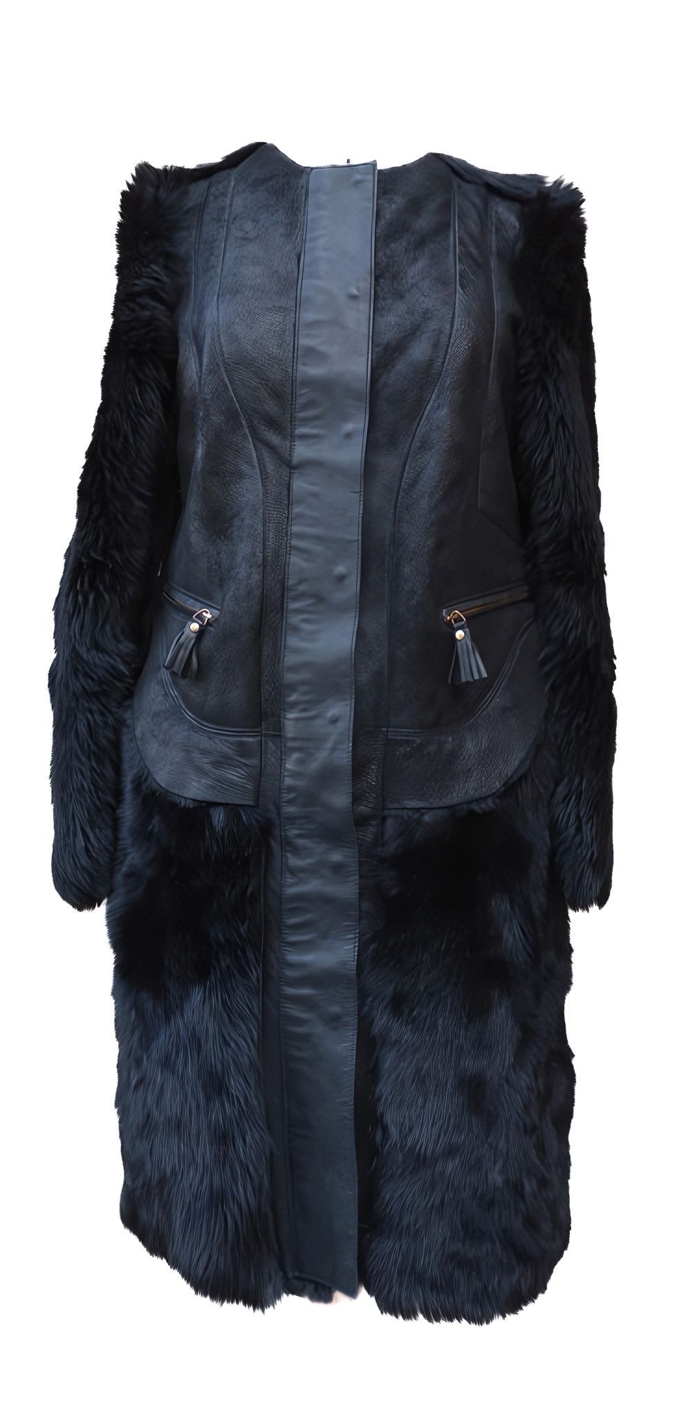 Roberto Cavalli RACCOON FUR LAMB LEATHER LONG COAT Size S / US 4 / IT 40 - 1 Thumbnail