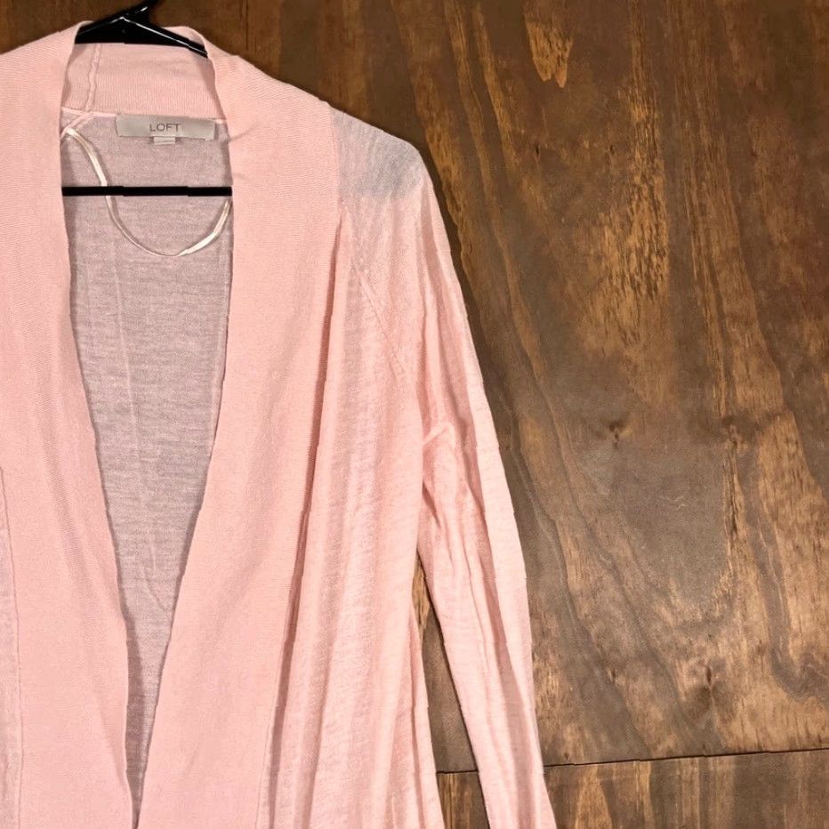 Loft LOFT Cardigan Sweatshirt Women Small Open Front Sheer Long Sleeve Knit Lightweight Casual Workwear Fall Winter Spring Salmon Pink Size S / US 4 / IT 40 - 5 Thumbnail