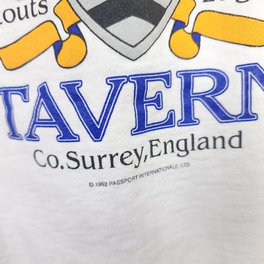 Fruit Of The Loom VINTAGE Miles Tavern Sweatshirt Mens Size Large 90s Surrey England Pub Made In USA Fruit of the Loom Crew Neck Cotton Blend White Sweatshirt Mens Size US L / EU 52-54 / 3 - 4 Thumbnail