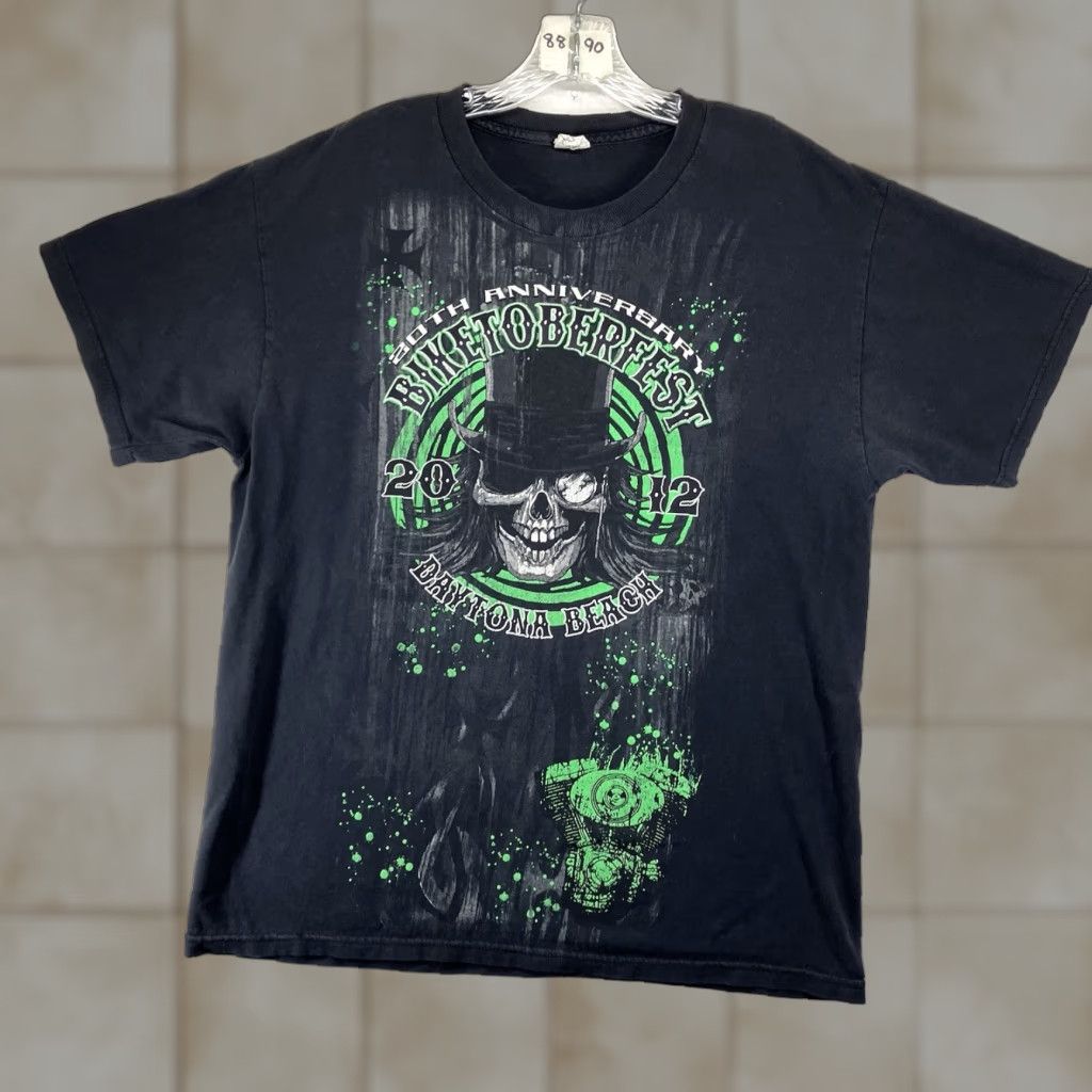 Vintage VINTAGE Alstyle Skull Graphic T-Shirt Large Black Y2K Goth Grunge Alternative Mens Size US L / EU 52-54 / 3 - 1 Thumbnail
