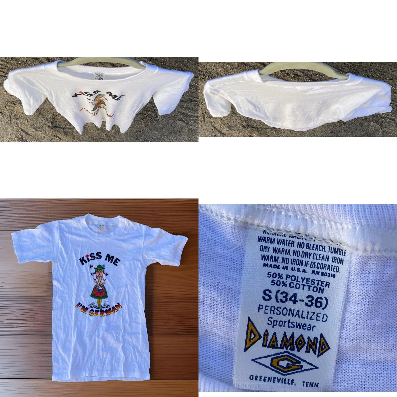 Vintage VINTAGE Kiss Me I’m German T Shirt Diamond Tag Size S White 34–36 USA Made Tee Mens Graphic Tee 1970s 1980s Decade 70s 80s Size US S / EU 44-46 / 1 - 8 Thumbnail