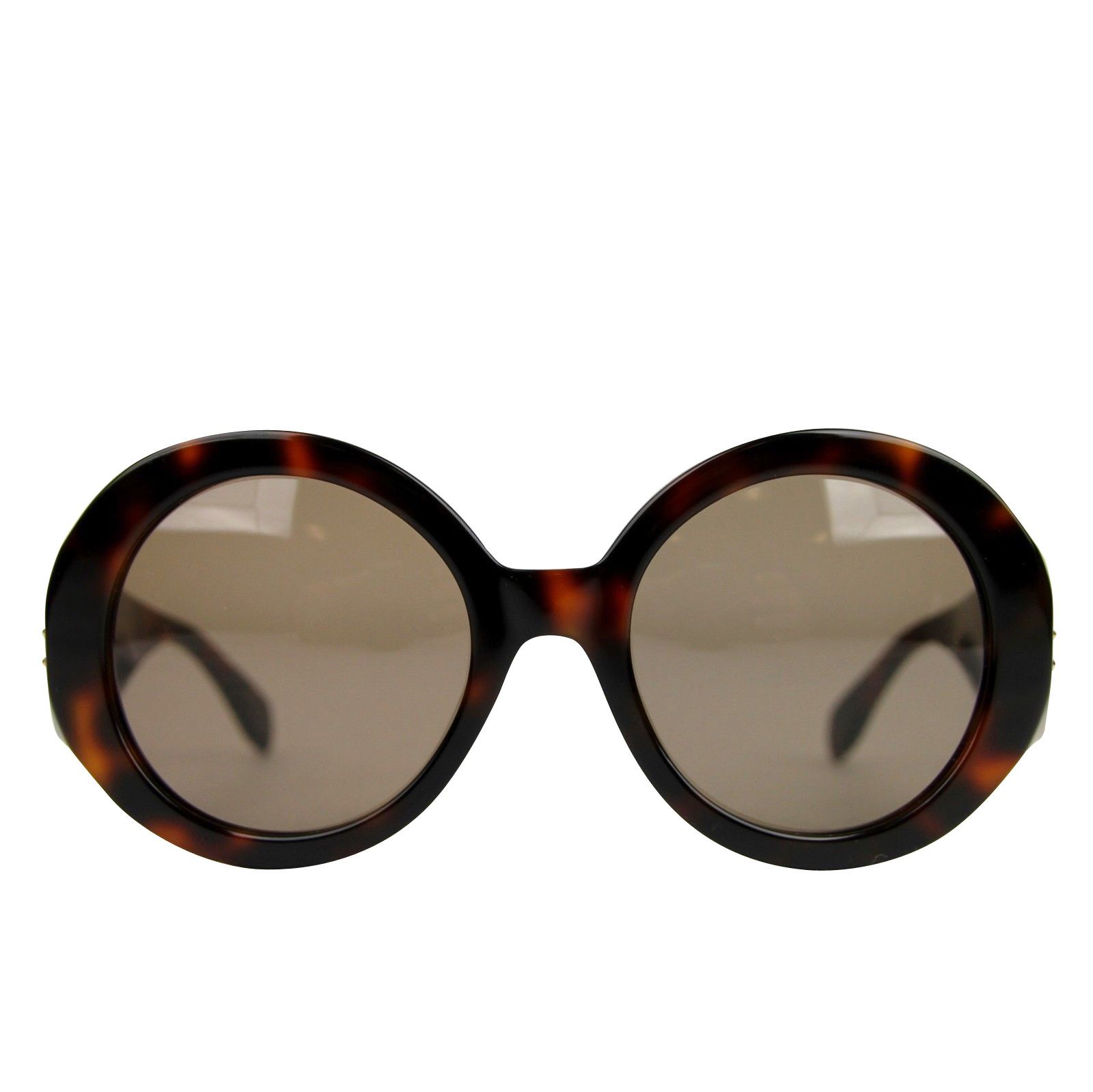 Alexander McQueen Unisex Havana Plastic Acetate Round Sunglasses Size ONE SIZE - 1 Thumbnail