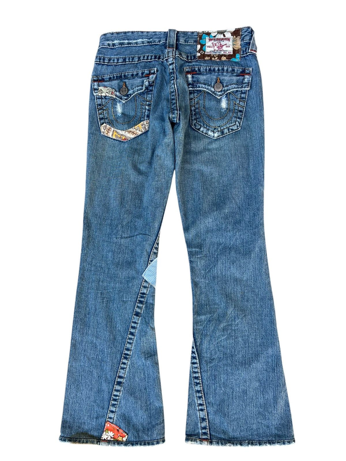 True Religion × Vintage 2000s True Religion Woodstock Patchwork Denim Bootcut Jeans Size 27" / US 4 / IT 40 - 15 Thumbnail