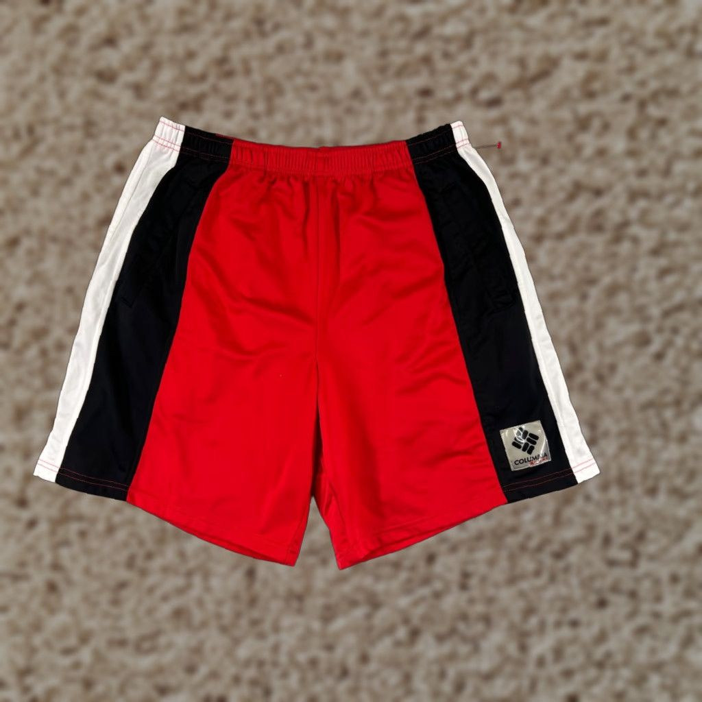 Vintage Columbia Men Shorts Regular Nylon Polyester Red White Black 100% Polyester Basketball Gym Size US 33 - 1 Thumbnail