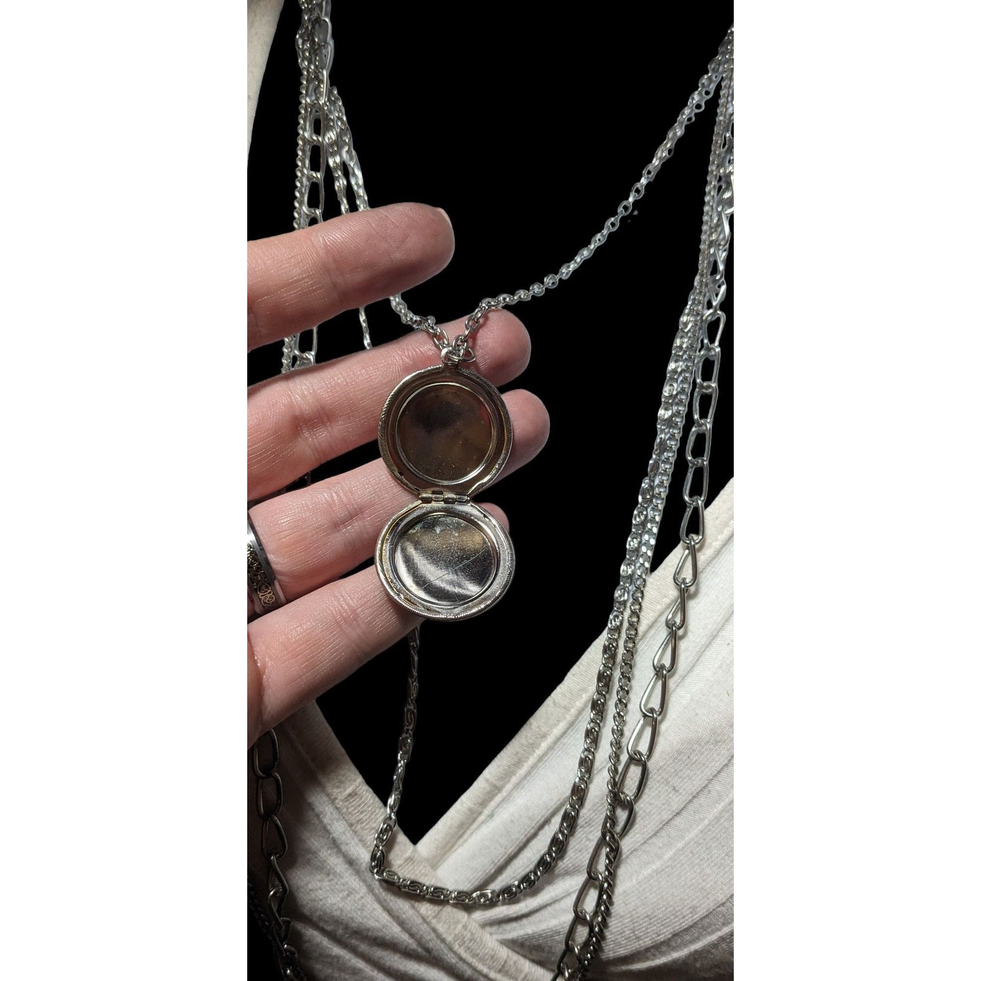 Other Silver Multilayer Chain Locket Necklace Size ONE SIZE - 3 Thumbnail