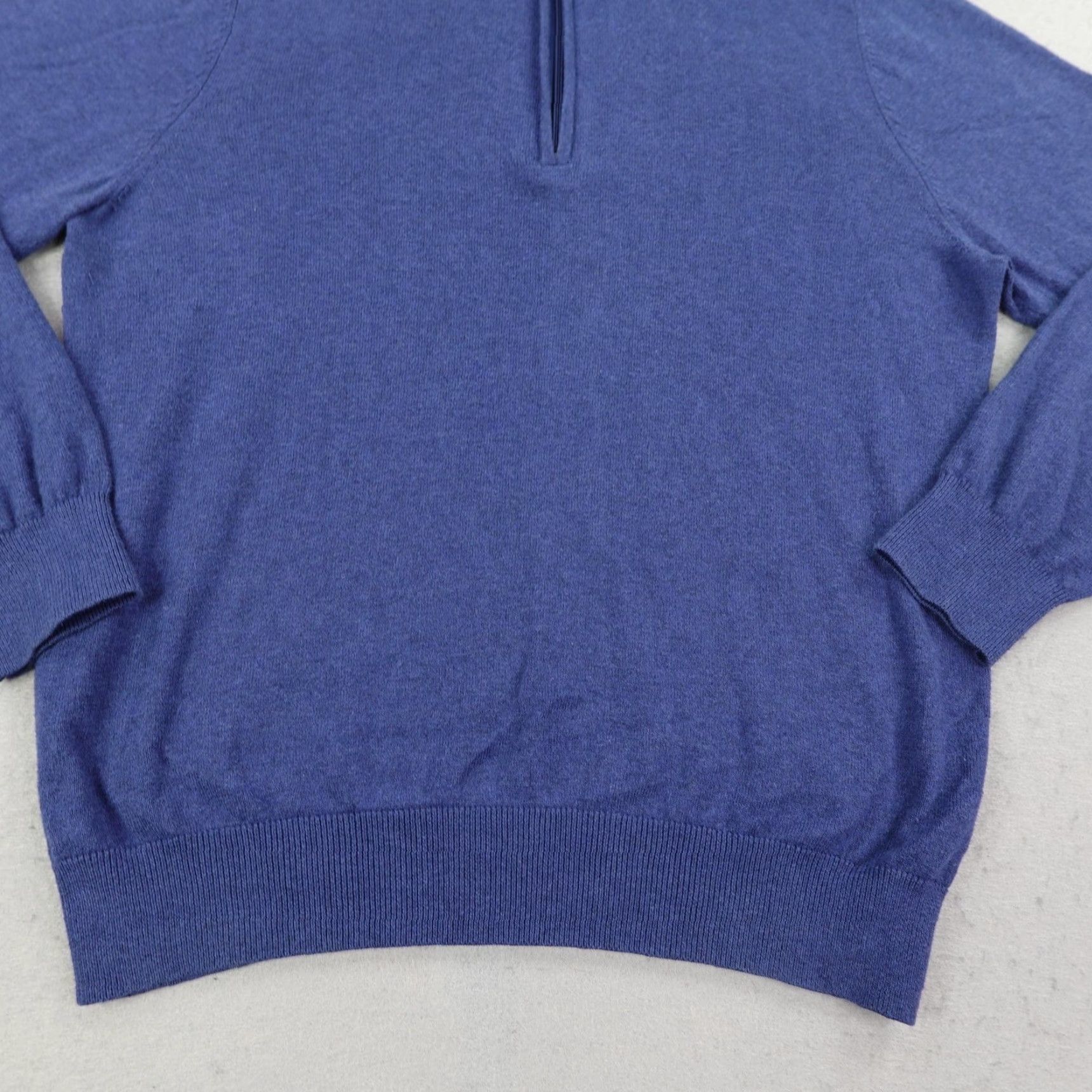 Vintage L.L. Bean Sweater Men's Medium Blue 1/4 Zip Pullover Knit Cotton Cashmere Classic Size US M / EU 48-50 / 2 - 3 Thumbnail