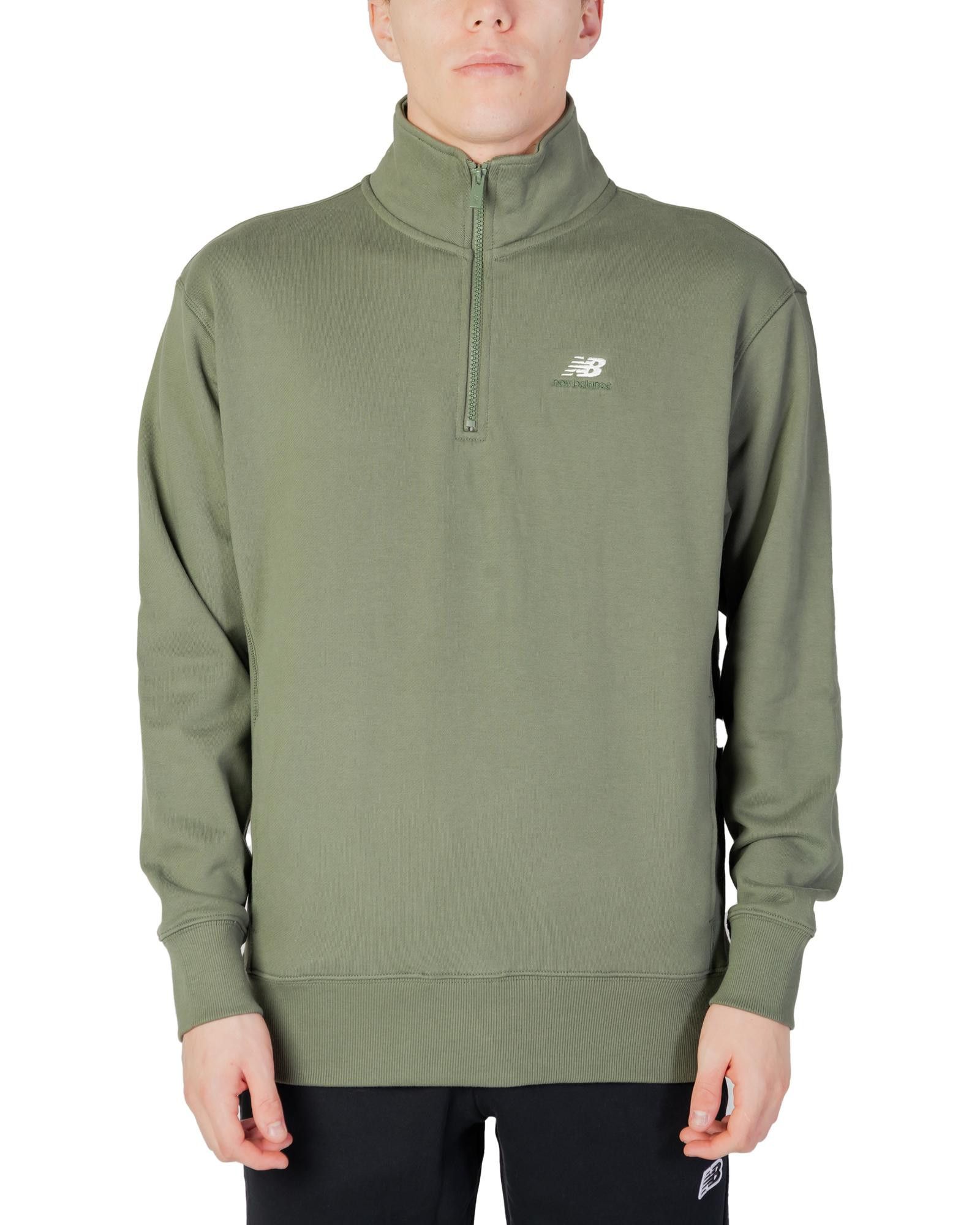 image of New Balance Zippered Cotton Sweatshirt With Long Sleeves in Green, Men's (Size 2XL)