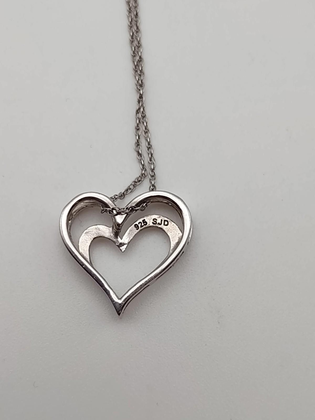 The Unbranded Brand Sterling Silver Double Heart Necklace 925 18” Valentine Size ONE SIZE - 4 Thumbnail
