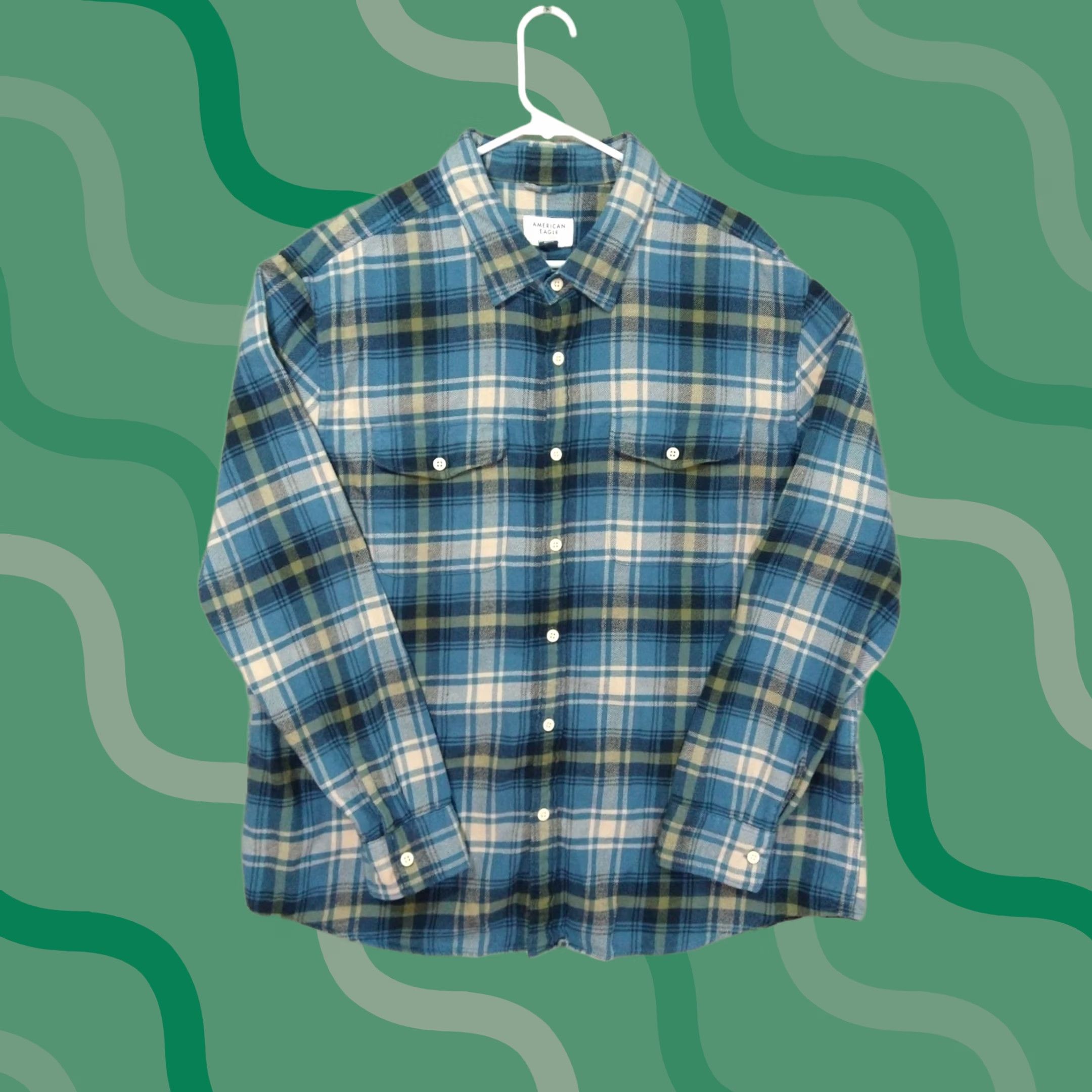 American Eagle Outfitters American Eagle Shirt Mens 2XL Blue Plaid Flannel Button Up Cotton Super Soft Size US XXL / EU 58 / 5 - 1 Thumbnail