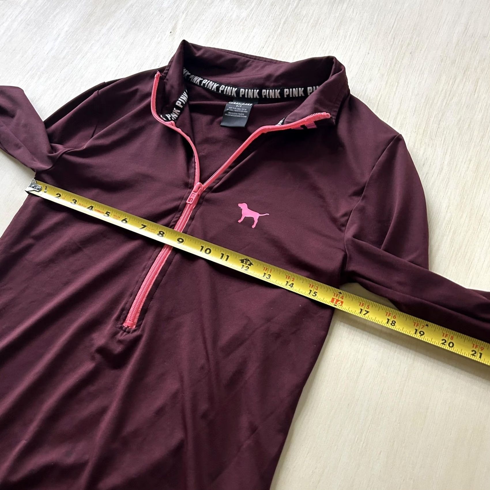 Pinko Victoria's Secret PINK Pullover Womens Small Red 1/4 Zip Long Sleeve Mock Neck Gym & Training Size S / US 4 / IT 40 - 3 Thumbnail