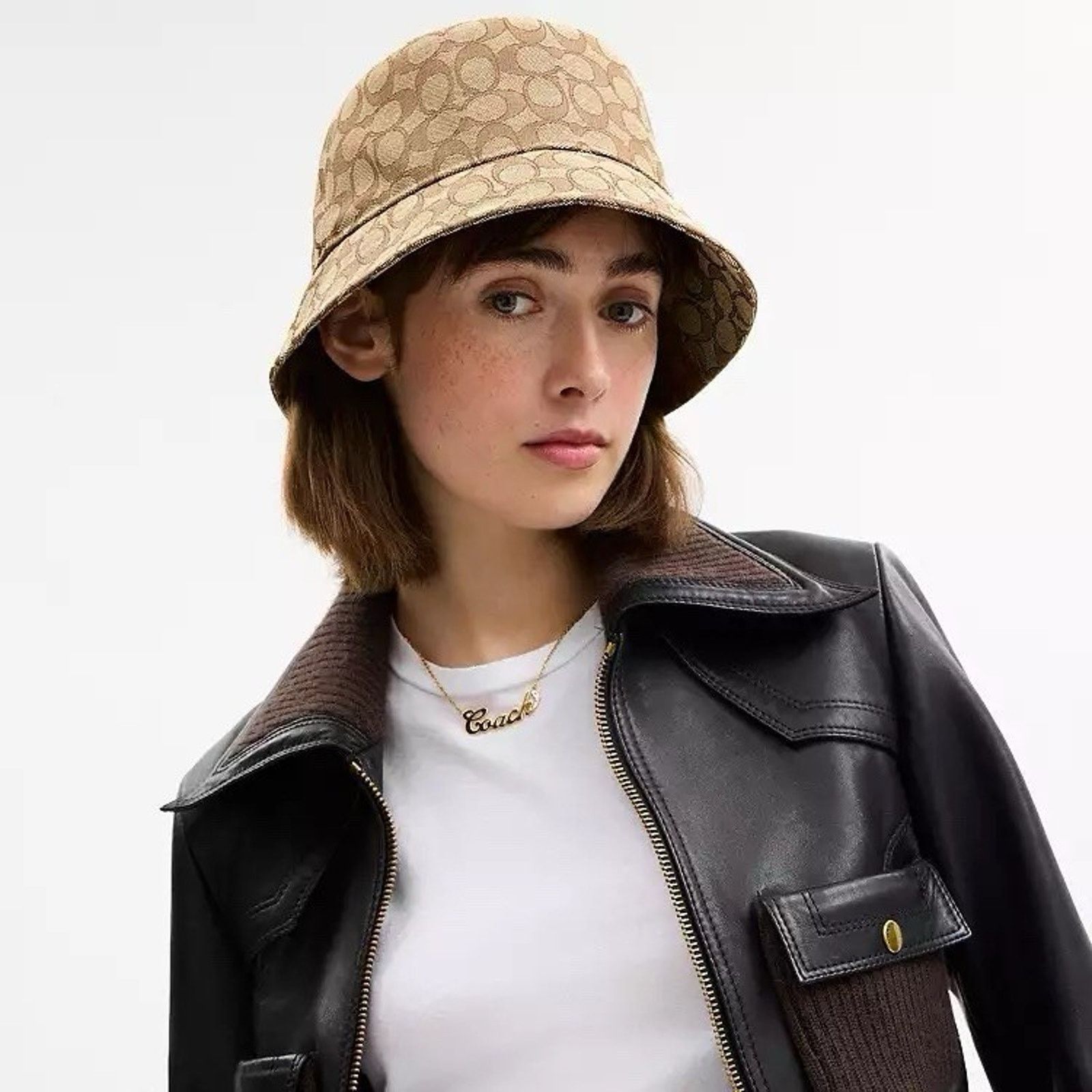 Coach NWT Coach Unisex Signature Designer Bucket Hat CCN94 Tan m/l Size ONE SIZE - 7 Thumbnail