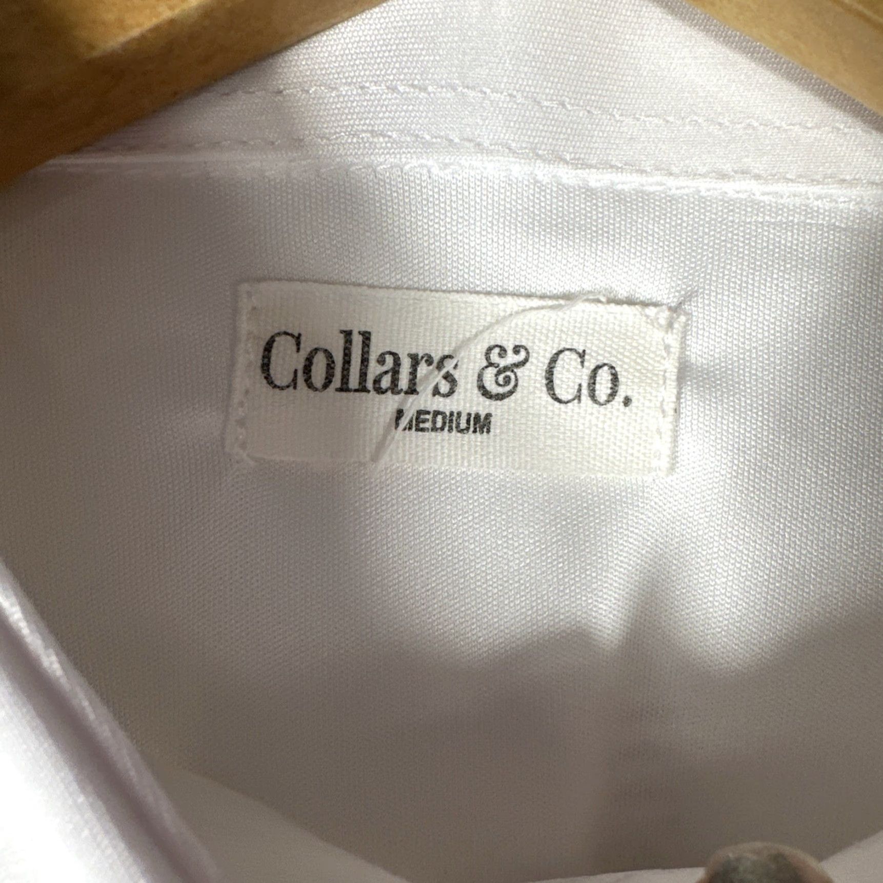 CO Collars & Co Button Down Polo Dress Shirt Mens Medium White Long Sleeve Shirt Size 40R - 4 Thumbnail