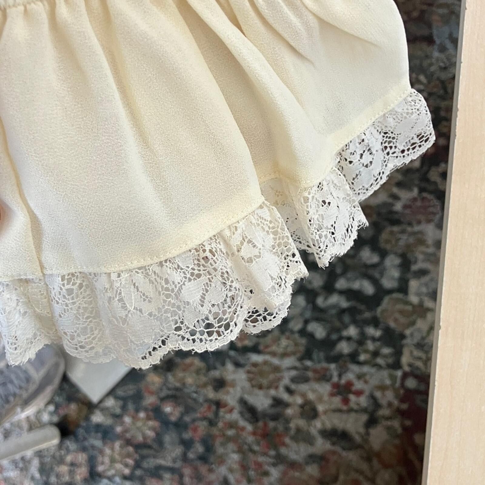 Lil Wayne NWT Wayf Cream Women's Chemise with Lace Trim Size ONE SIZE - 3 Thumbnail