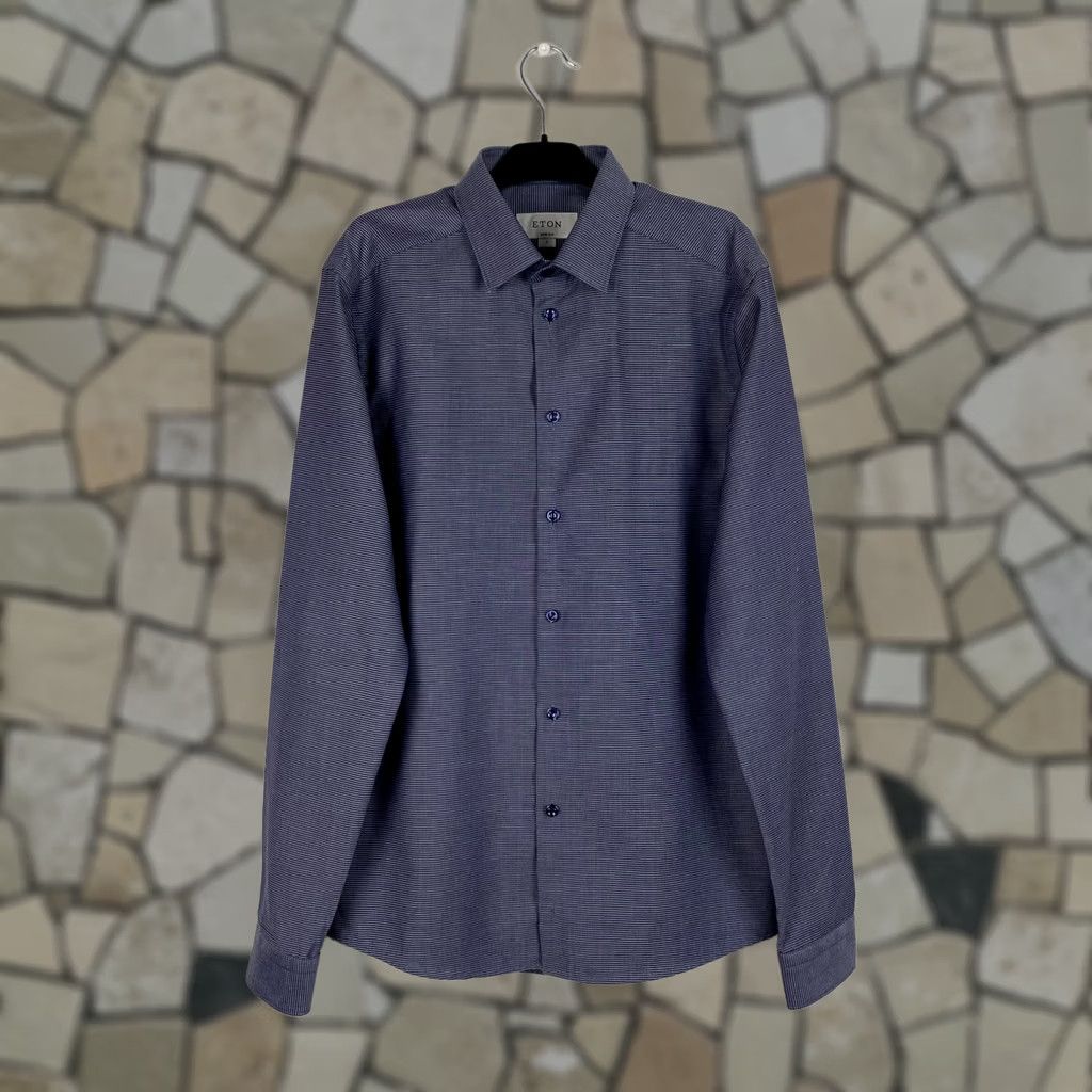 Eton Eton Shirt Slim Mens Blue 38 / 15 / S Size Slimming 100% cotton Vintage? Size US M / EU 48-50 / 2 - 1 Thumbnail