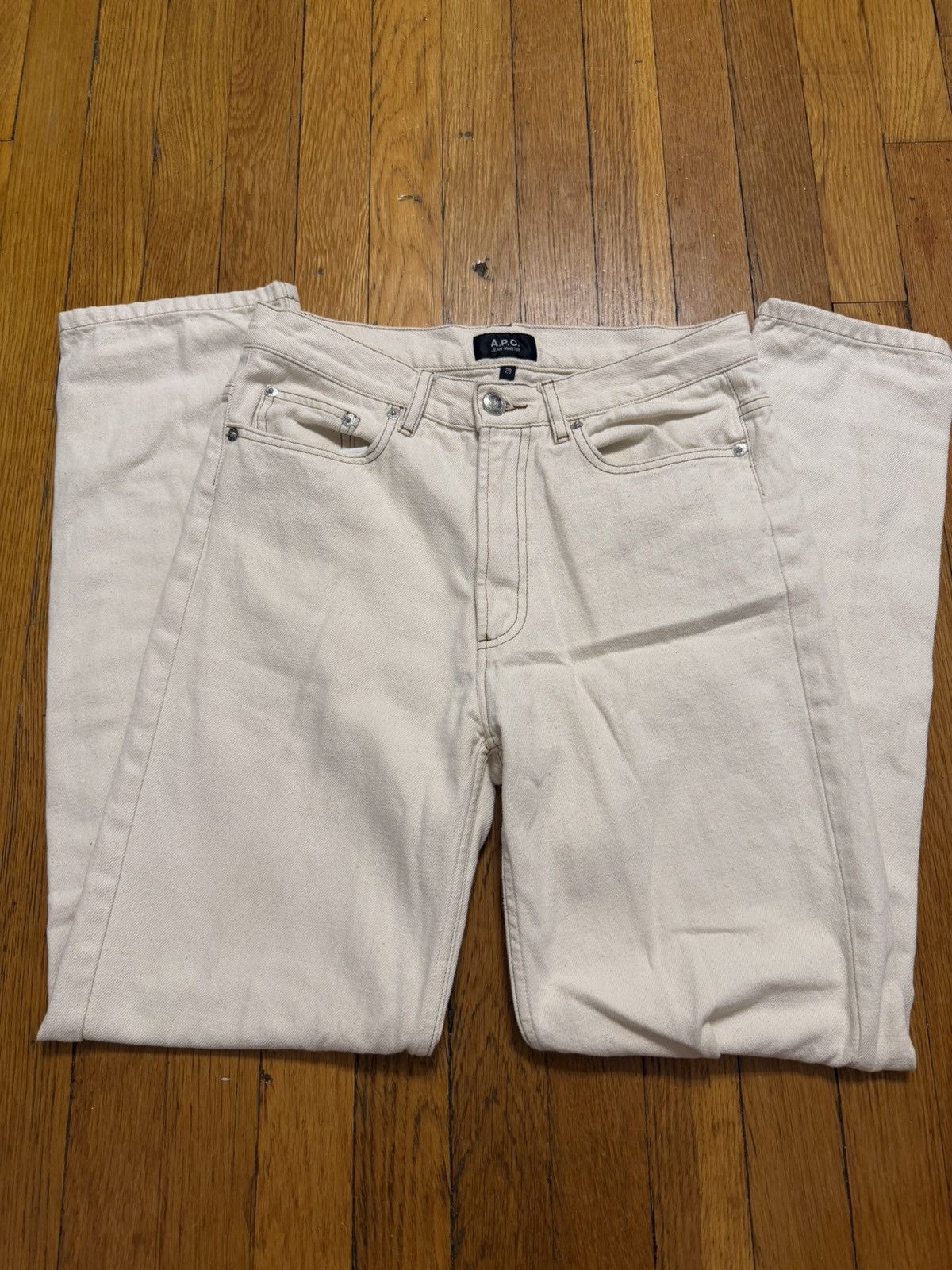 A.P.C. A.P.C. Jean Martin Ecru Size 28 High-Rise Straight Leg Size US 28 / EU 44 - 2 Thumbnail