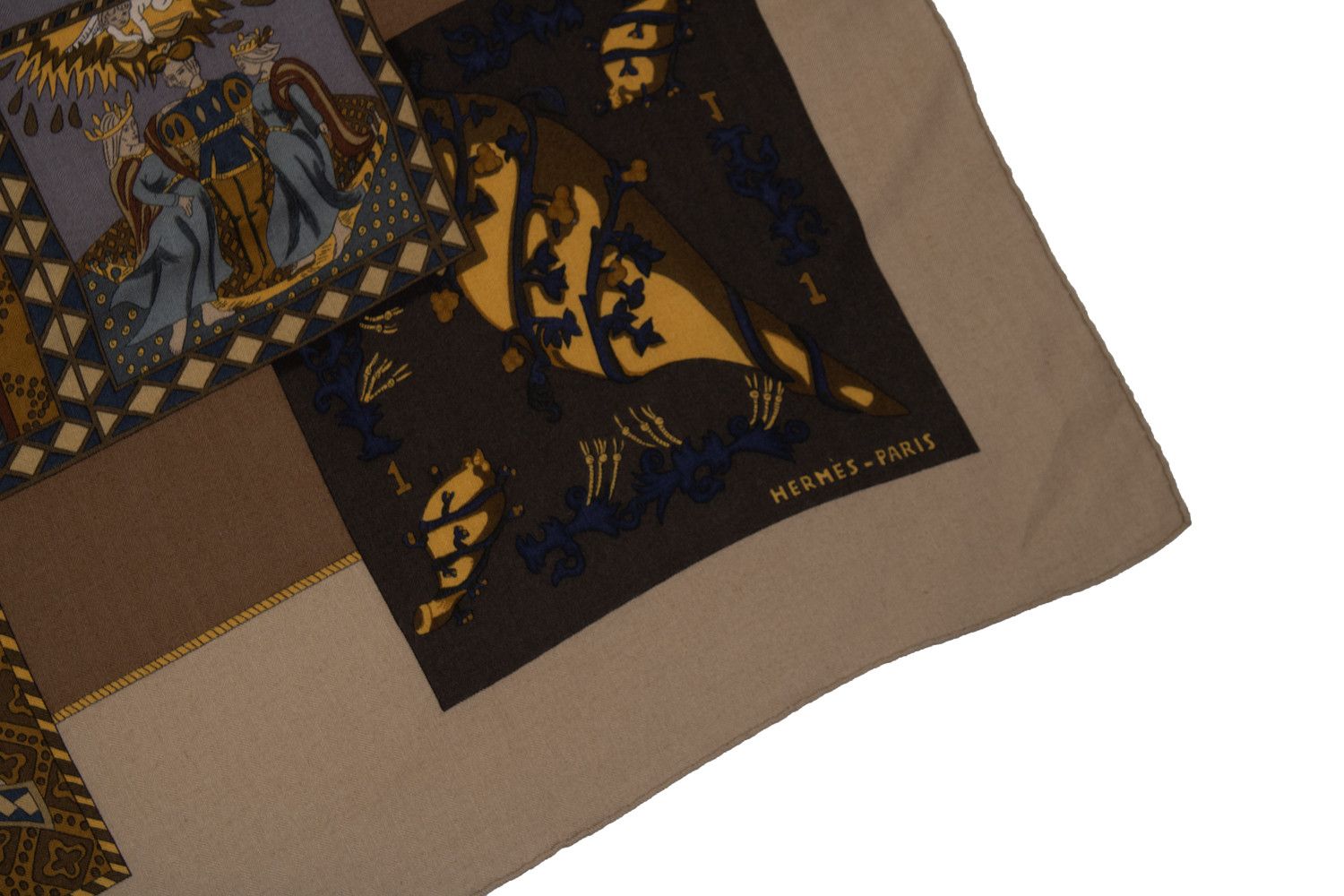 Hermes Hermes, Le tarot cashmere scarf in beige and brown Size ONE SIZE - 5 Thumbnail