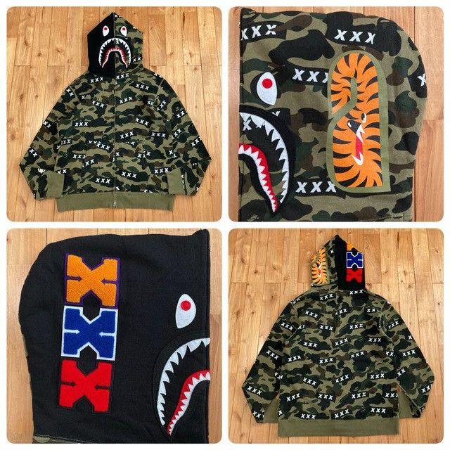 Bape GOD SELECTION XXX × BAPE CAMO Shark Full Zip Hoodie APE Size US XL / EU 56 / 4 - 1 Thumbnail