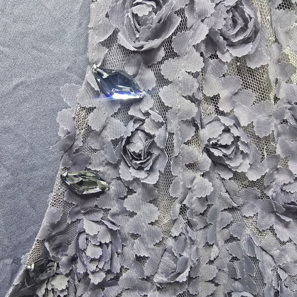 The Unbranded Brand Women's Pretty Angel Gray Floral Embellished Blouse L Size L / US 10 / IT 46 - 4 Thumbnail