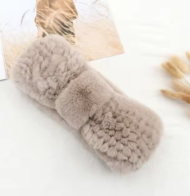 Japanese Brand fur knitted elastic headband Size ONE SIZE - 2 Thumbnail