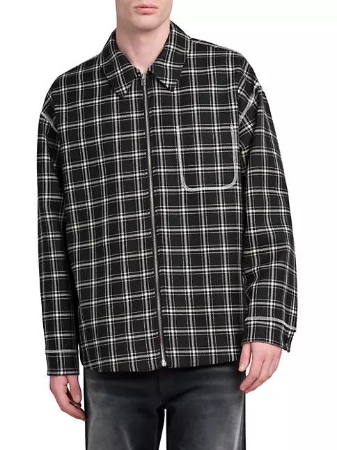 os11x0224 Windowpane Plaid Jacket in Black