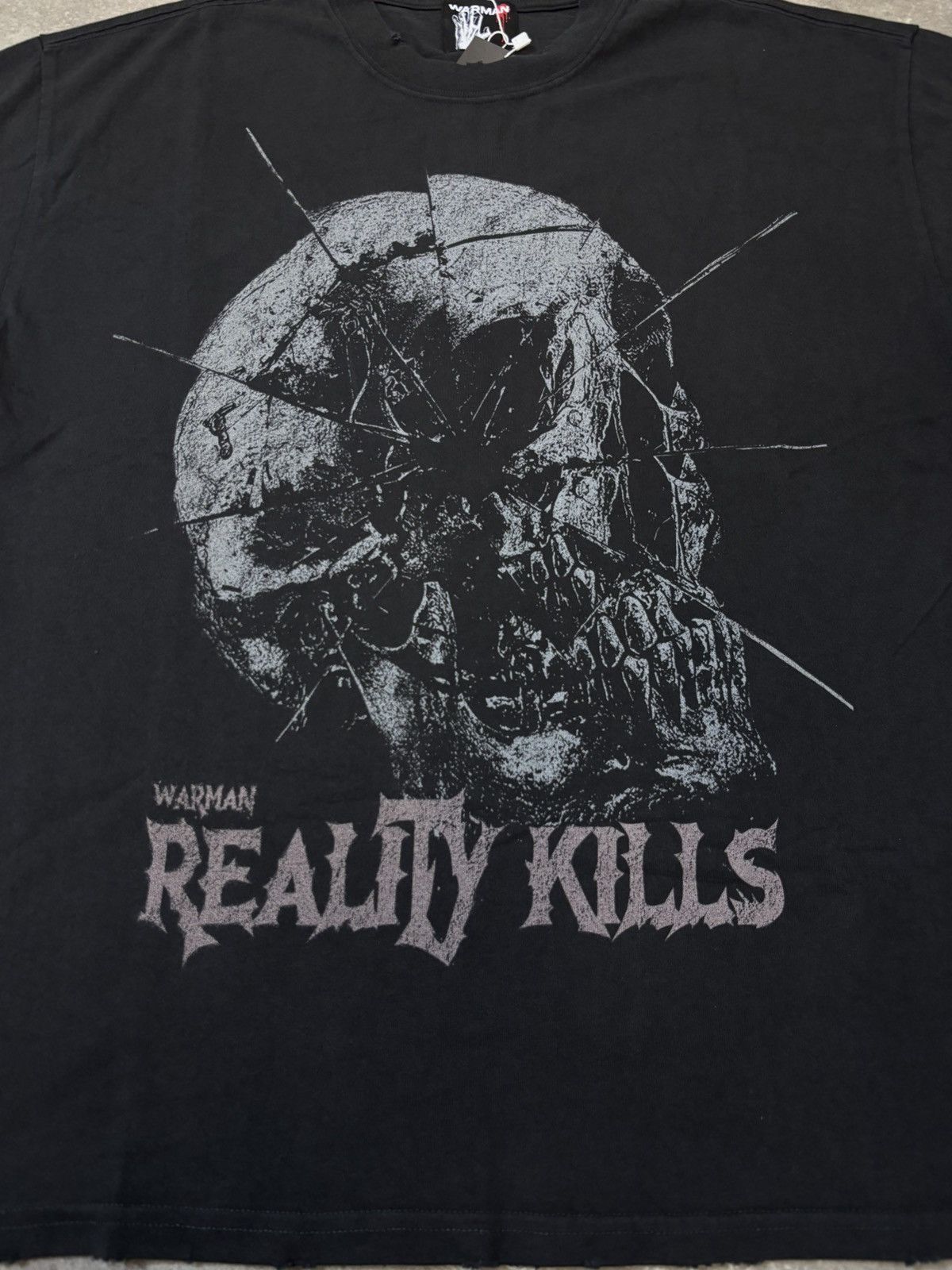 Vintage Warman Broken Skull Graphic T-Shirt, Washed Black Size US M / EU 48-50 / 2 - 3 Thumbnail