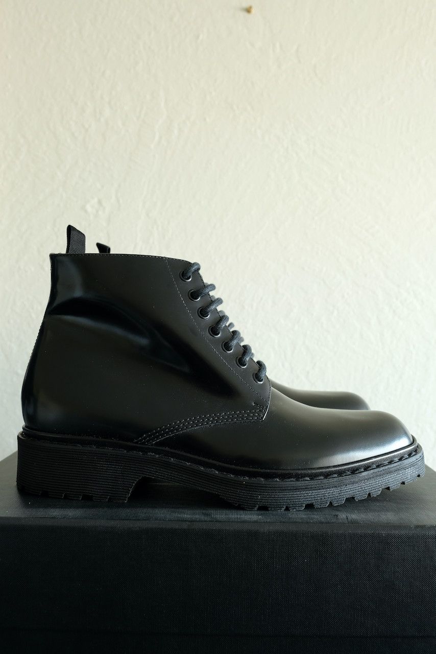 Hedi Slimane x Saint Laurent Paris Leather Military Combat Boots Army Shoes in Black, Men's (Size 9)