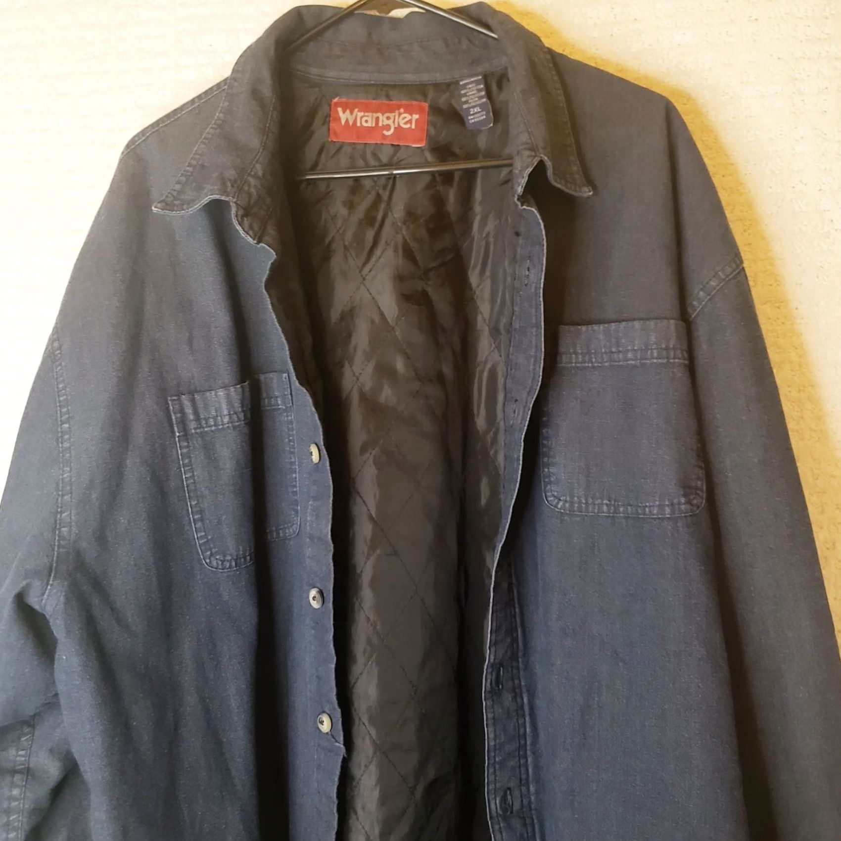 Wrangler Wrangler Shacket Men's 2XL Blue Canvas Quilted Insulated Button Up Shirt Jacket Size US XXL / EU 58 / 5 - 6 Thumbnail