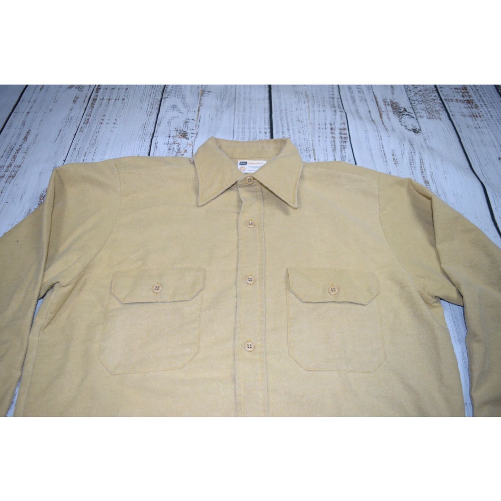 Sears VINTAGE Sears Perma Prest Tan Flannel Chamois Work Shirt Adult Large TAN 1960s Mens Button-Front Vintage Workwear Size US L / EU 52-54 / 3 - 4 Thumbnail