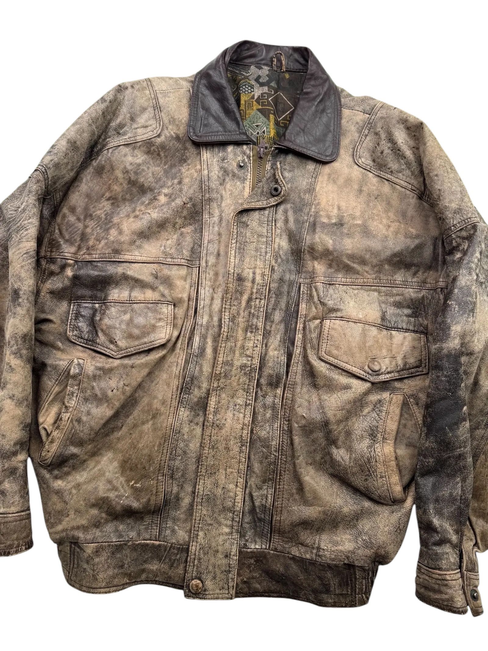 Other Vintage Time Faded Leather Jacket M115D15(E2)(V8) Size US XL / EU 56 / 4 - 2 Thumbnail