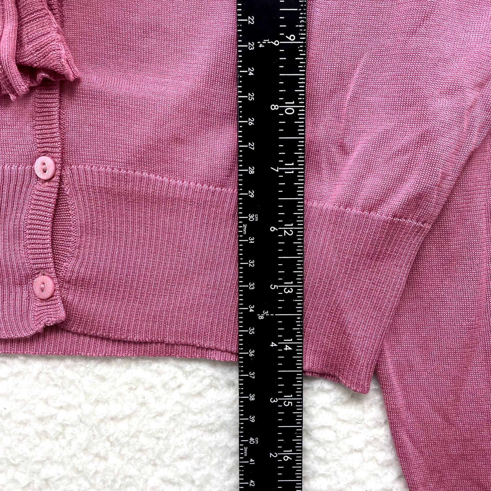 TWINSET TWINSET Cardigan Top Shirt Womens Medium Pink Silk Knit V-Neck Button Long Sleeve Fashion Italy 90s Fairy Coquette Whimsigoth Size M / US 6-8 / IT 42-44 - 6 Thumbnail