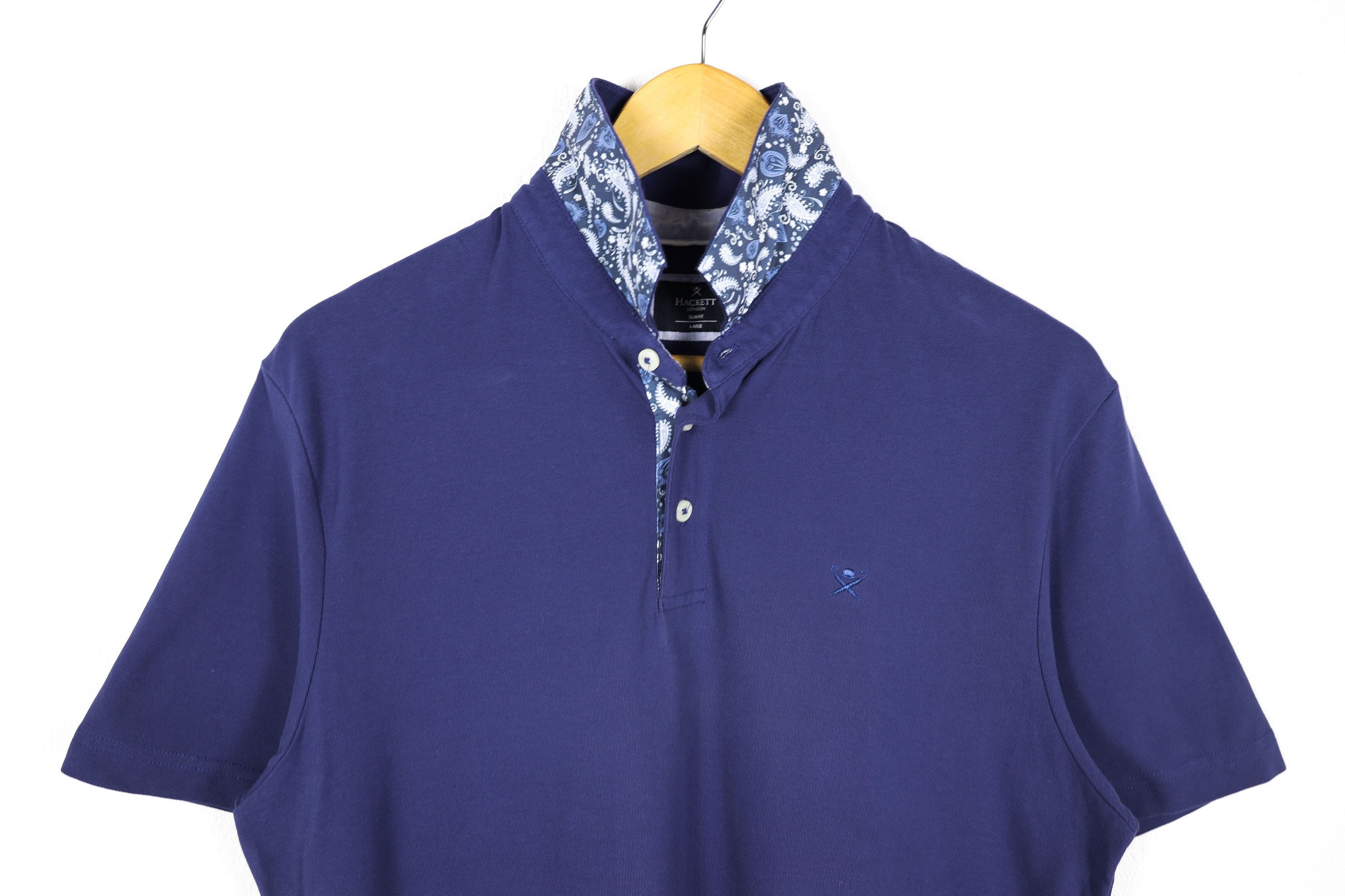 Hackett Hackett London Logo Blue Slim Fit Polo Shirt Size L Size US L / EU 52-54 / 3 - 2 Thumbnail