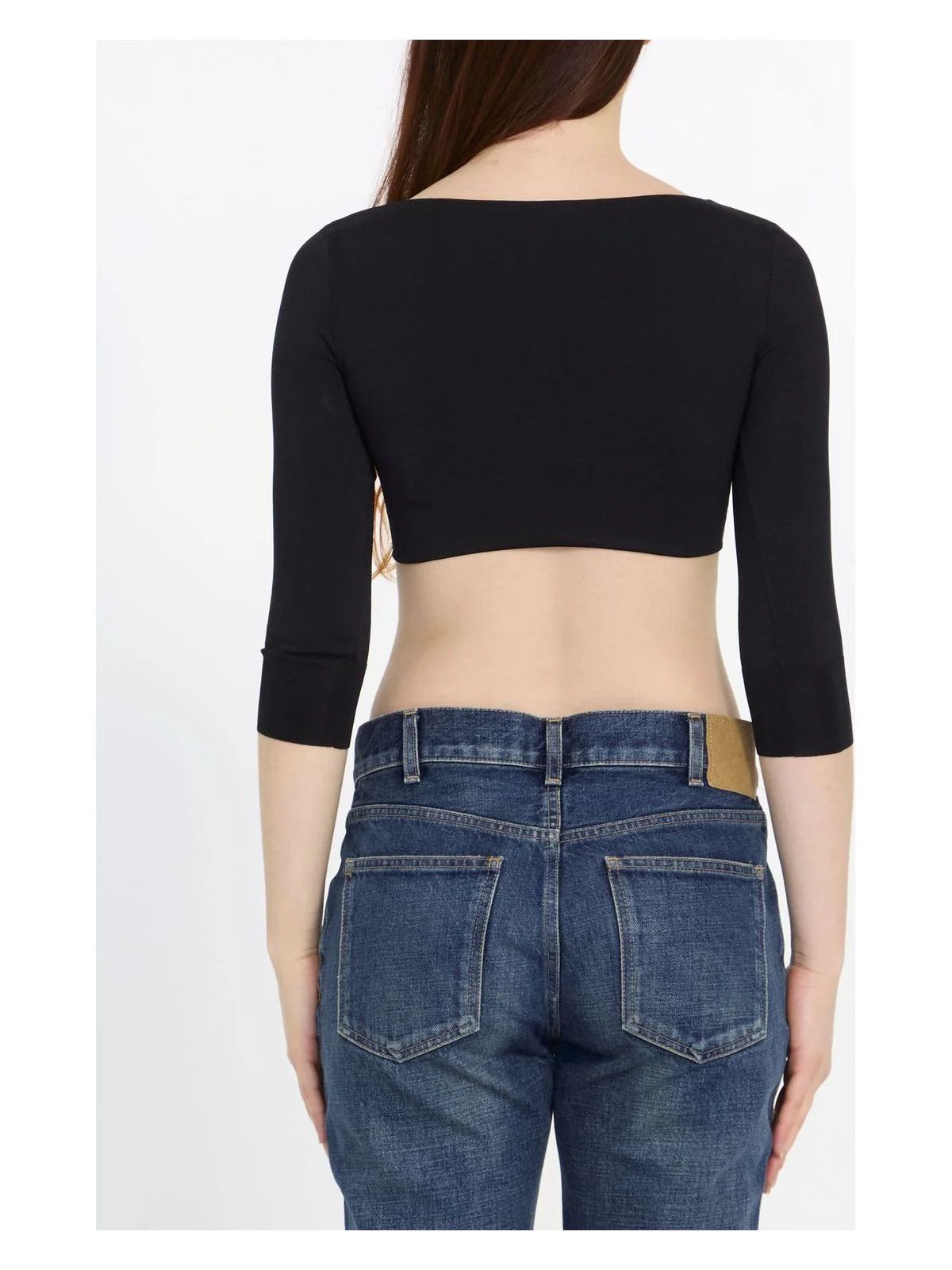 Celine o1w1db10125 2A194965U Draped Crop Top in Black Size XS / US 0-2 / IT 36-38 - 3 Thumbnail