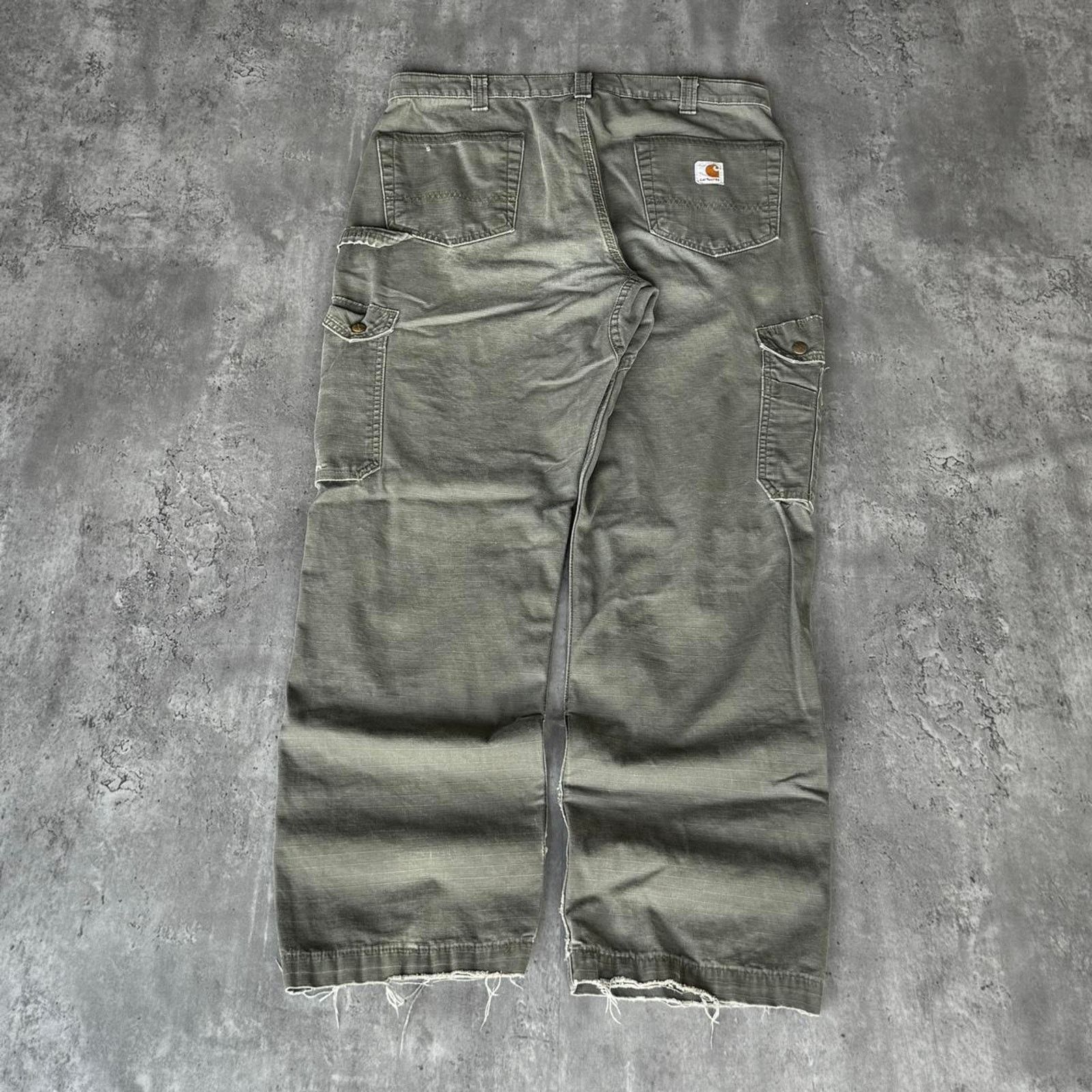 Carhartt × Carhartt Wip × JNCO Vintage Y2K Carhartt Double Knee Faded Green Cargo Pants Size US 35 - 2 Thumbnail