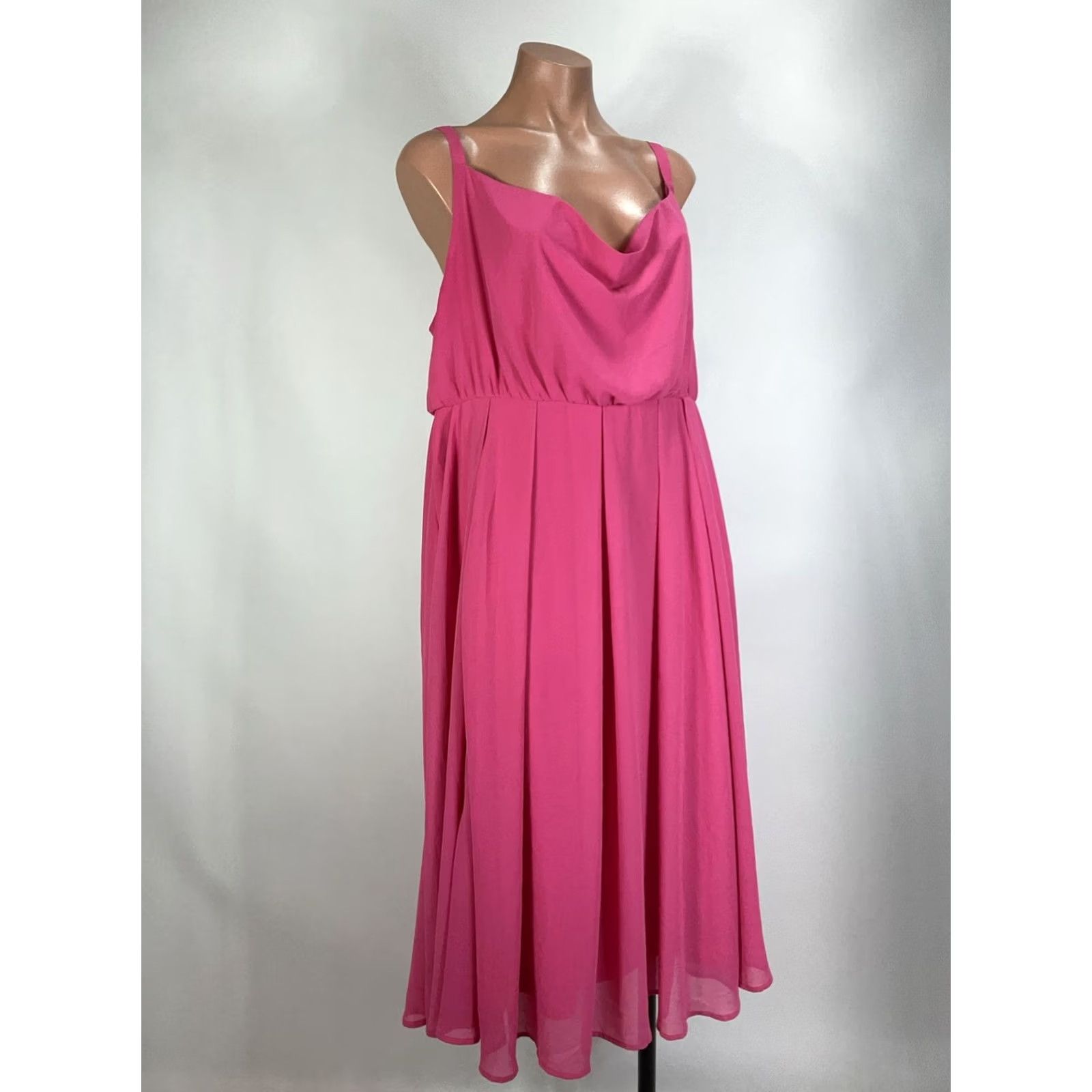 Torrid Torrid Pink 0X Maxi Chiffon Cowl Neck Pleated Dress Sundress Spaghetti Strap Size XL / US 12-14 / IT 48-50 - 4 Thumbnail