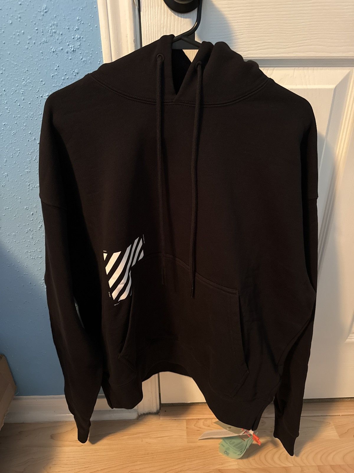 image of Off White Diagonal Hoodie in Black, Men's (Size XS)