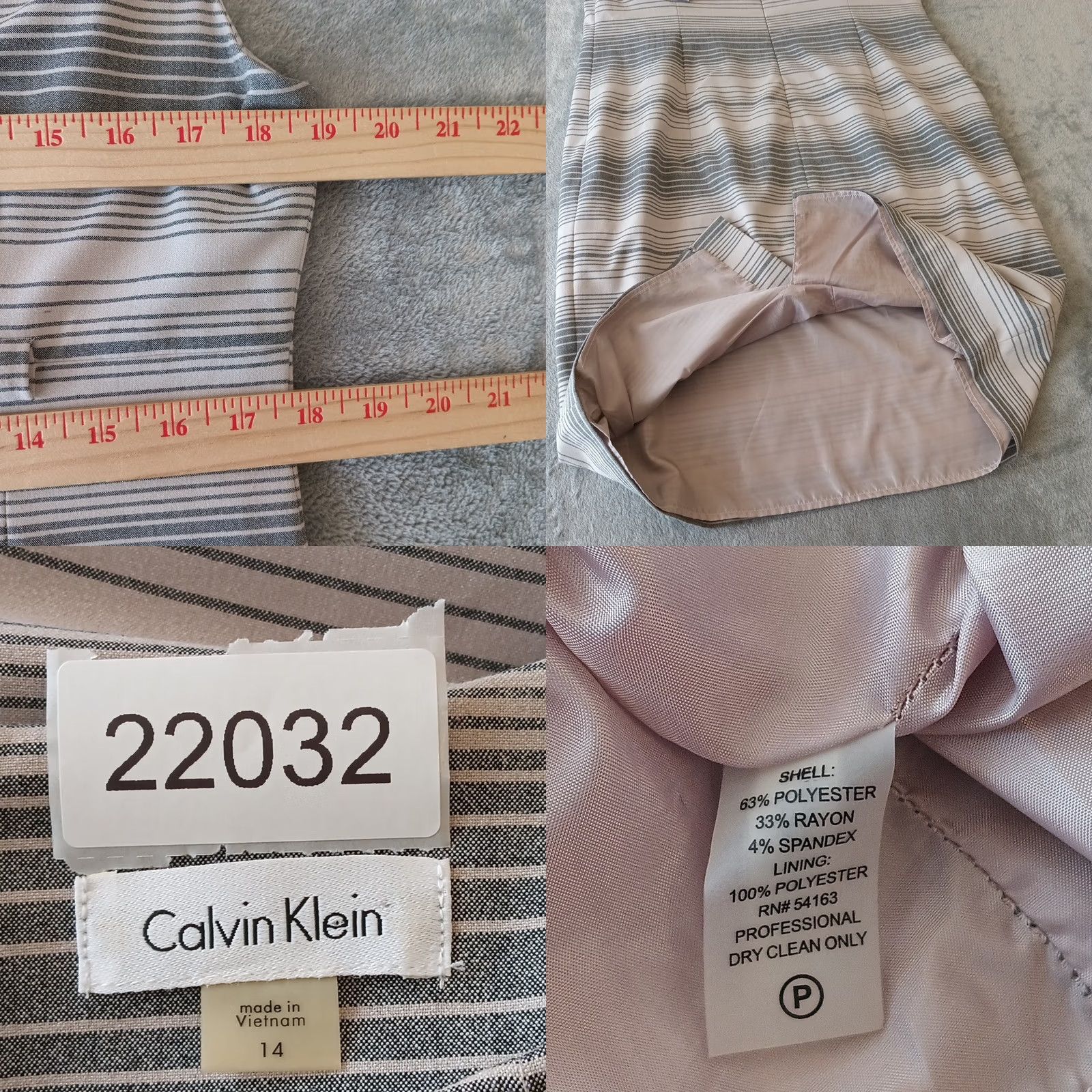 Calvin Klein Calvin Klein Sheath Dress Size 14 Gray Striped Sleeveless Knee Length Lined Slit Dress Women's Regular Vintage No Size XL / US 12-14 / IT 48-50 - 8 Thumbnail