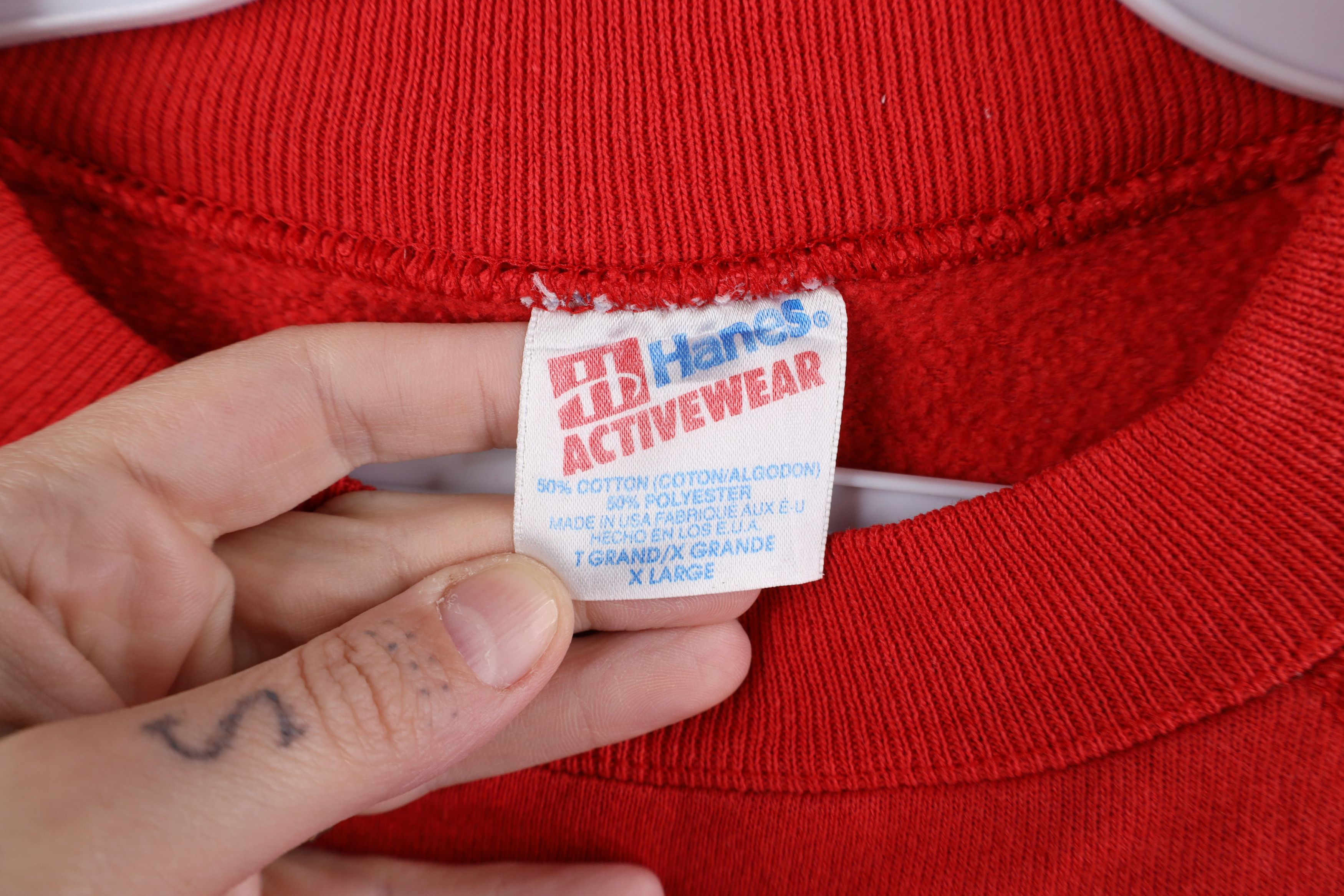 Vintage Vintage 80s 90s Spell Out JoAnn Fabrics Sweatshirt Red USA Size XL / US 12-14 / IT 48-50 - 9 Thumbnail
